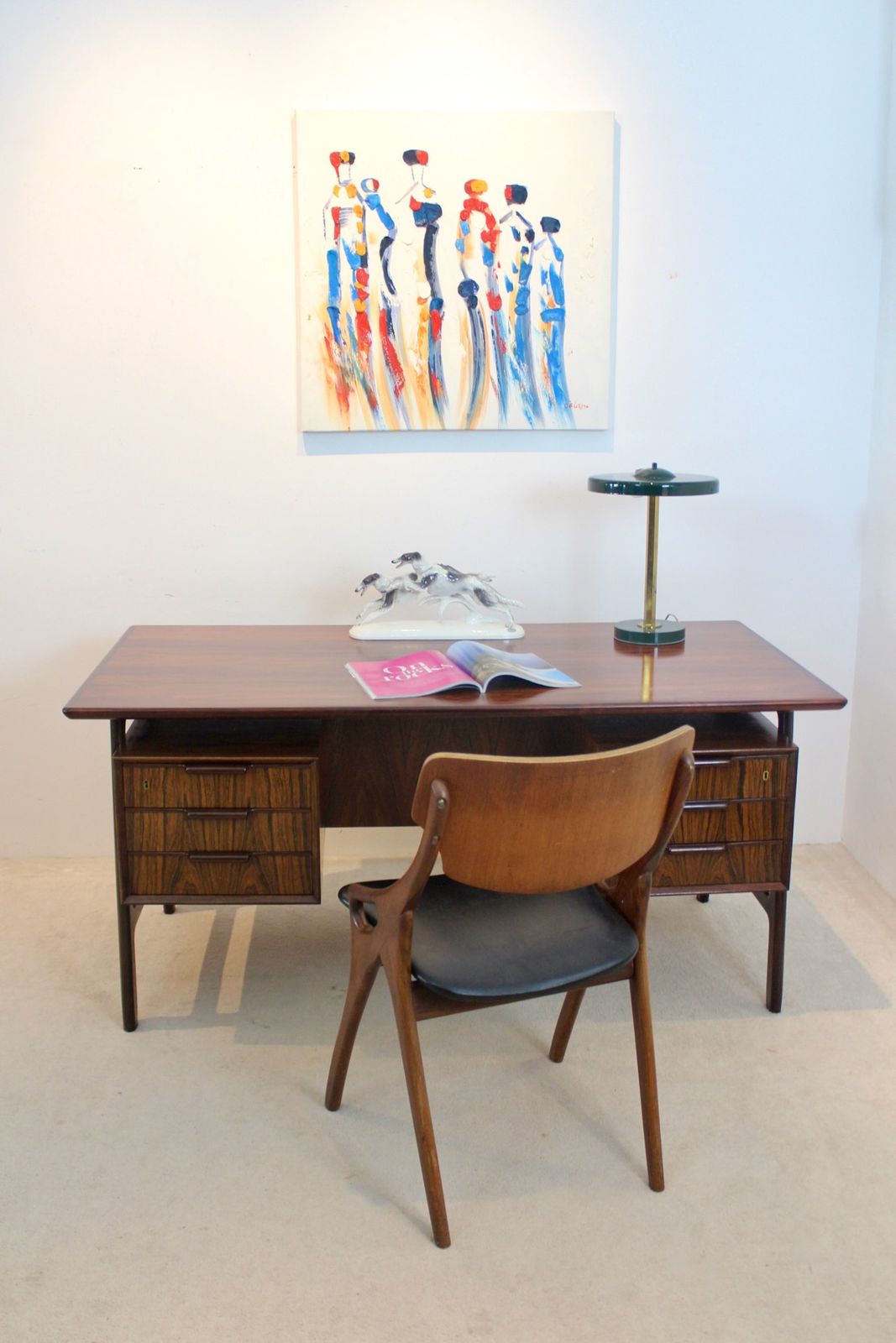 photo vintage Free Standing Danish Mid Century Writing Desk By Arne Vodder, Denmark