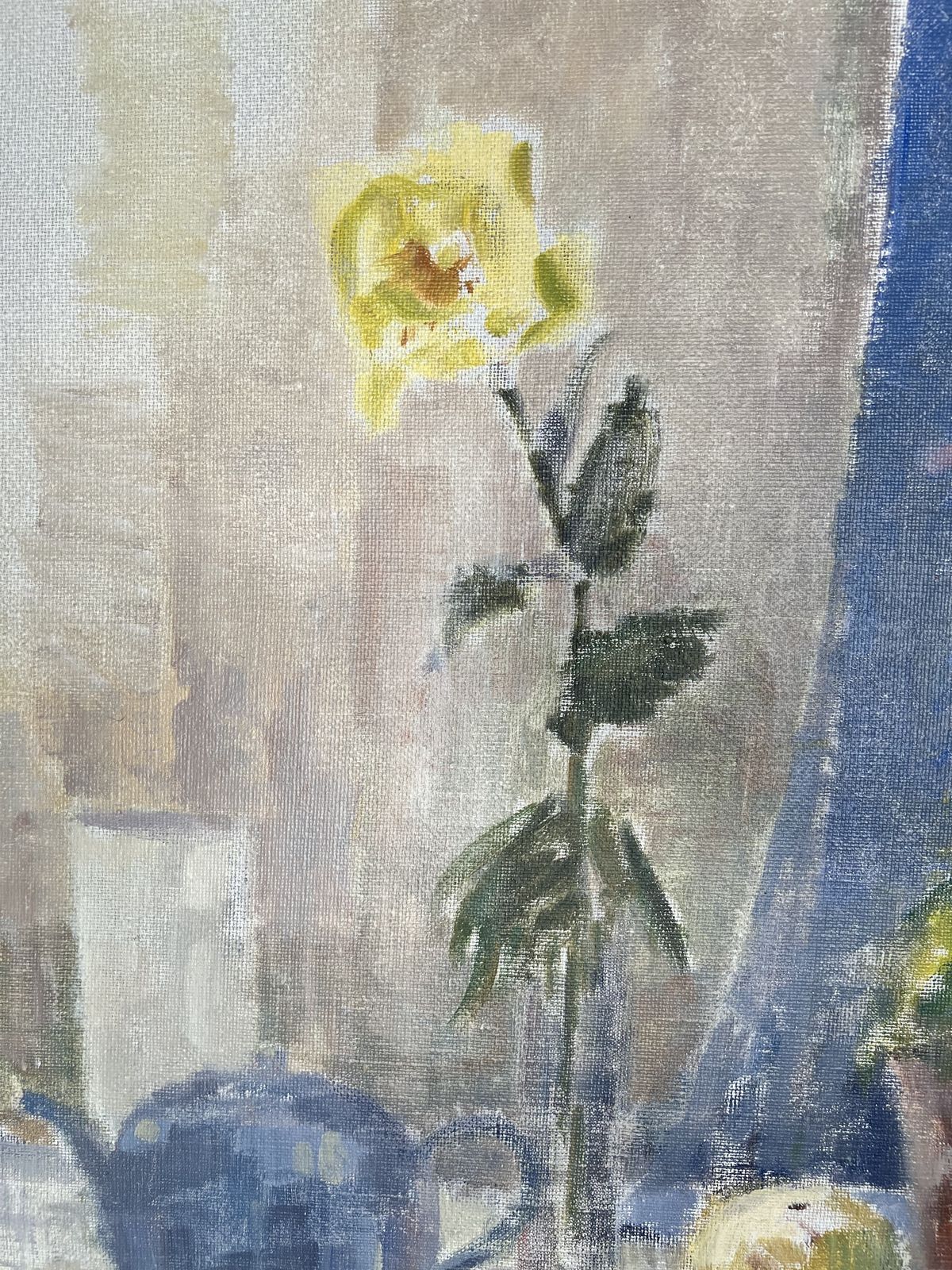 Teapot And Lemons, Oil On Canvas Still Life Painting photo buy