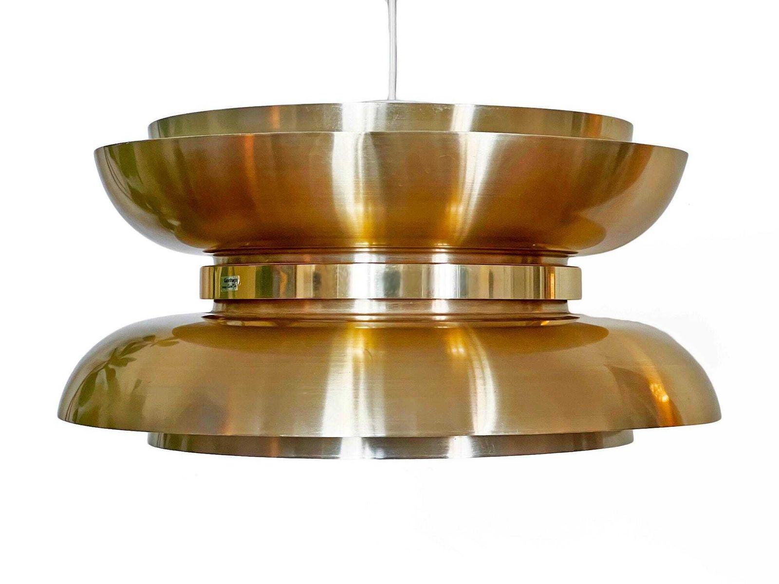 Golden Pendant Light By Carl Thore For Granhaga Metall. Sweden 1970s