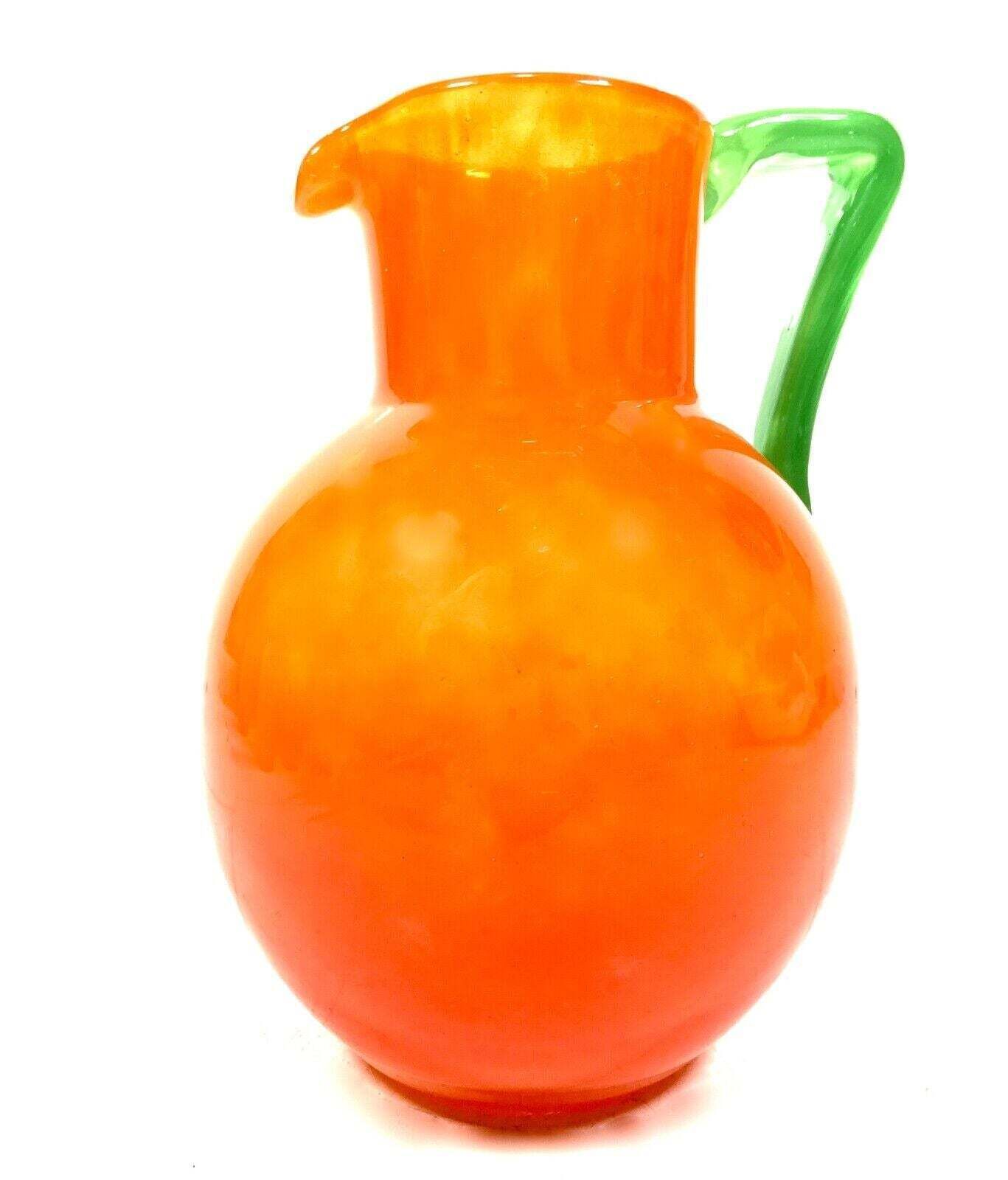 Art Deco Charles Schneider Orange Tango Glass Lemonade Jug & Tumbler Set Antique photo for sale