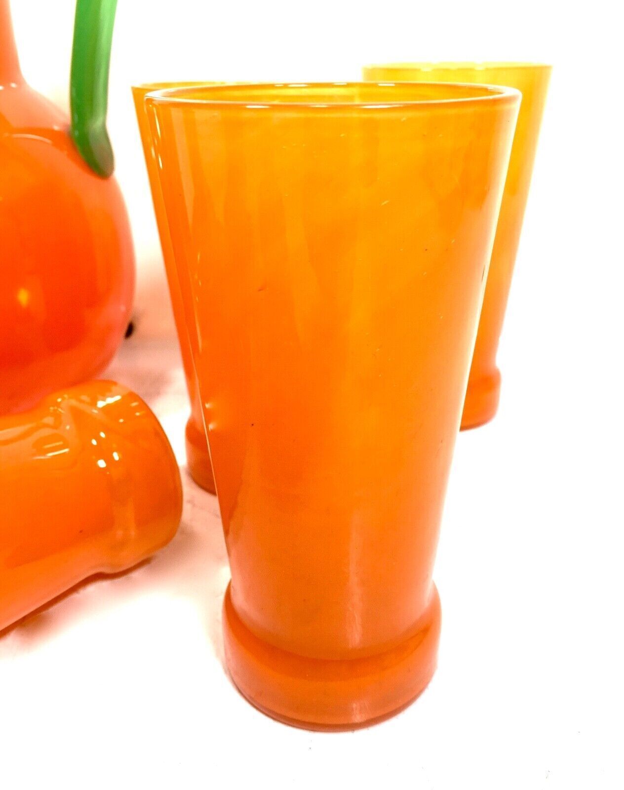 Art Deco Charles Schneider Orange Tango Glass Lemonade Jug & Tumbler Set Antique photo 495.0