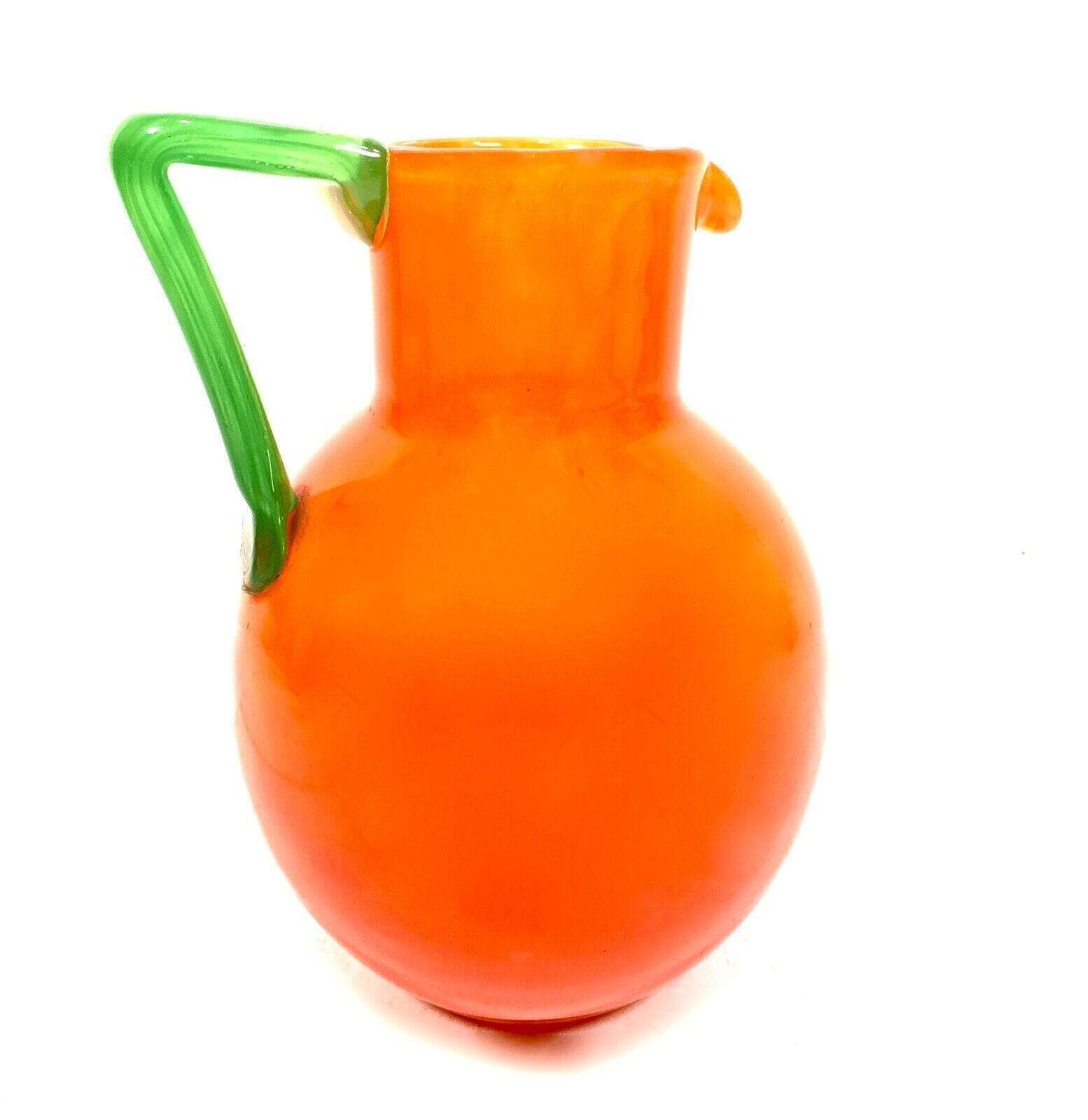 photo furniture Art Deco Charles Schneider Orange Tango Glass Lemonade Jug & Tumbler Set Antique