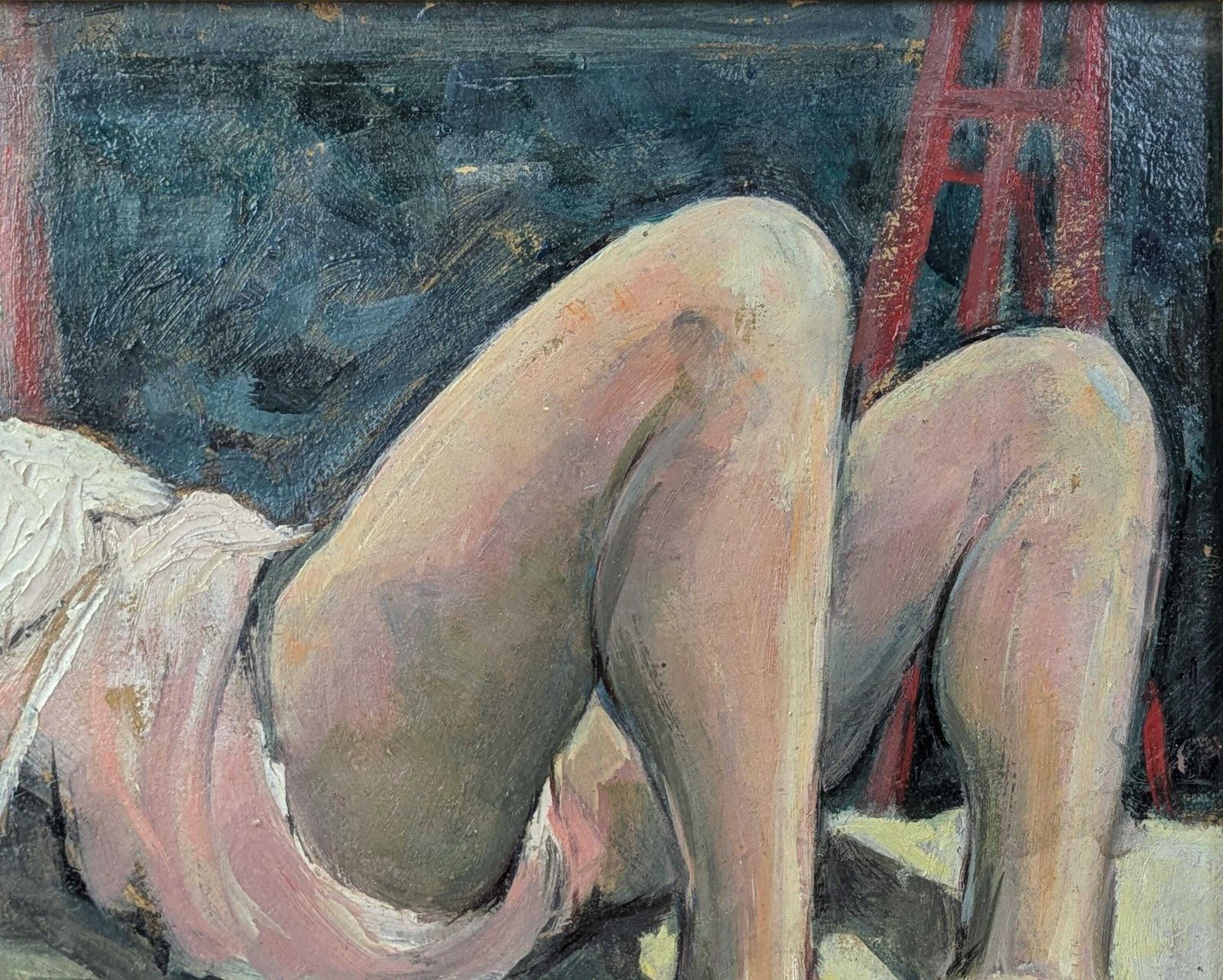 Vintage French Oil Painting Reclining Nude Woman Expressive Style Collectible Art, Oil Painting On Board, Home Gallery Wall Decor photo buy