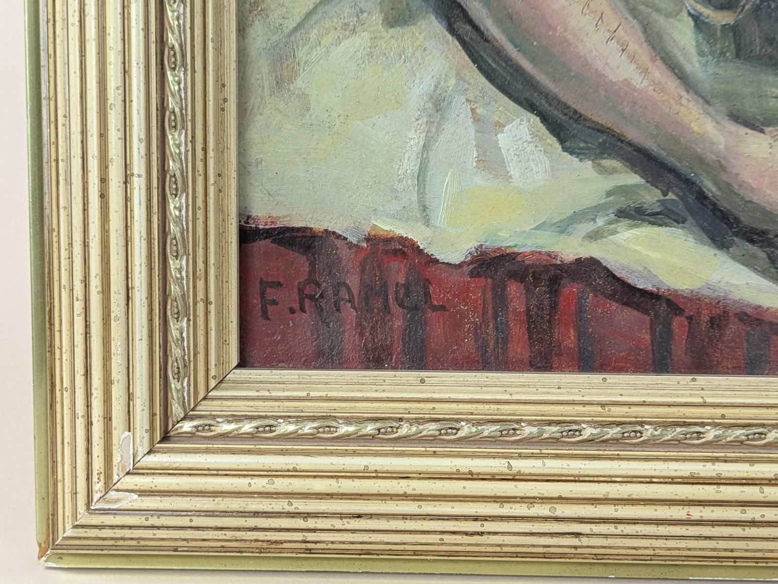 Vintage French Oil Painting Reclining Nude Woman Expressive Style Collectible Art, Oil Painting On Board, Home Gallery Wall Decor photo vintage