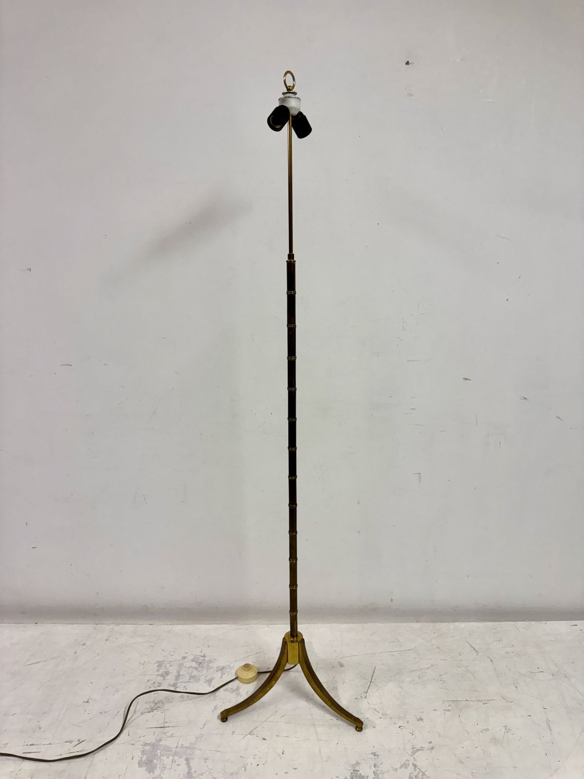 1970s French Faux Bamboo Floor Lamp In Brass photo vintage