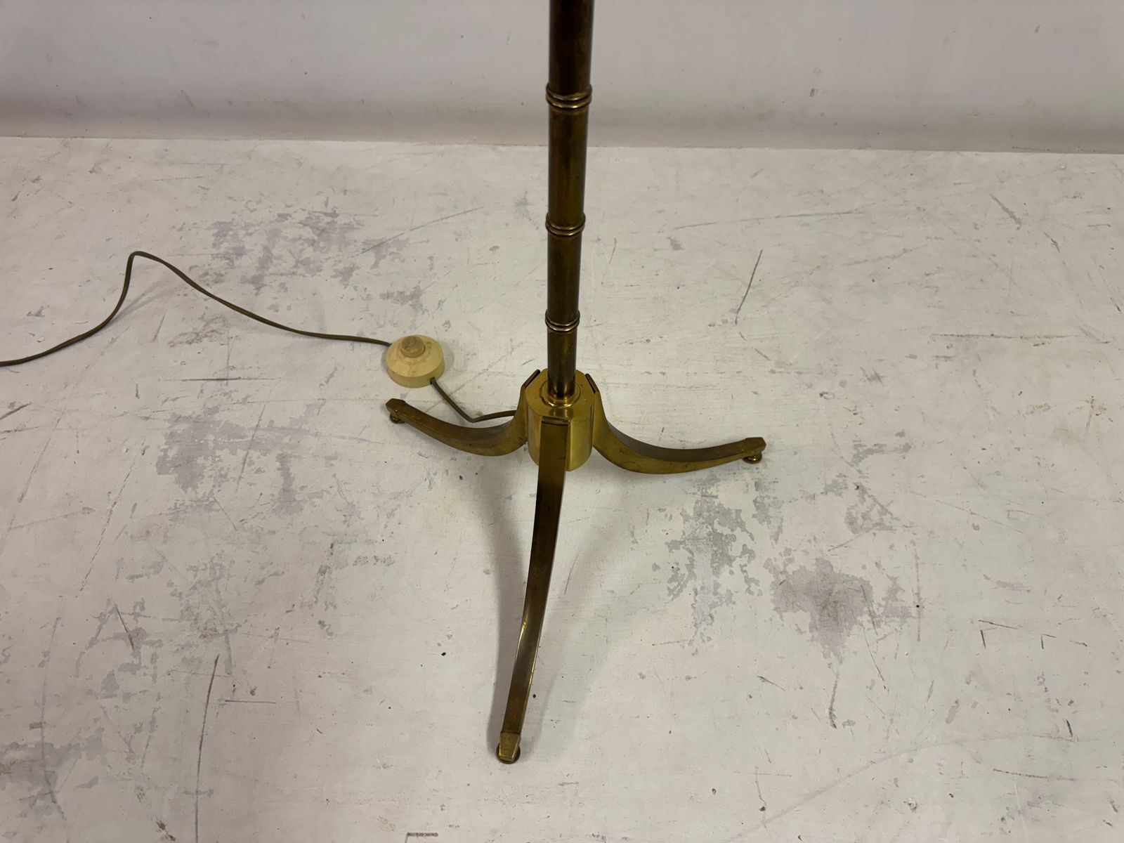 895.0 1970s French Faux Bamboo Floor Lamp In Brass photo