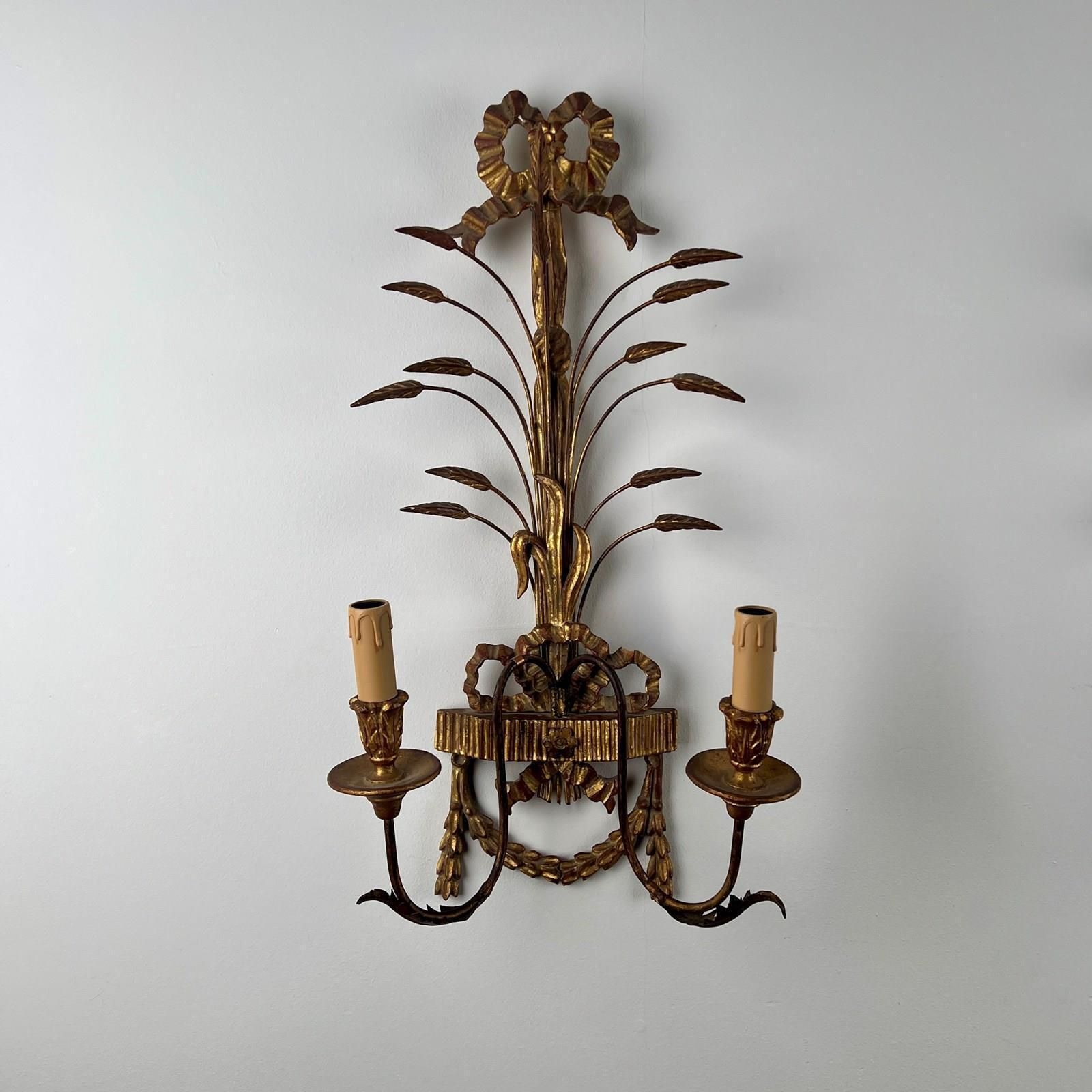 A Pair Of Early C20th Italian Giltwood & Toleware Wall Sconces photo furniture
