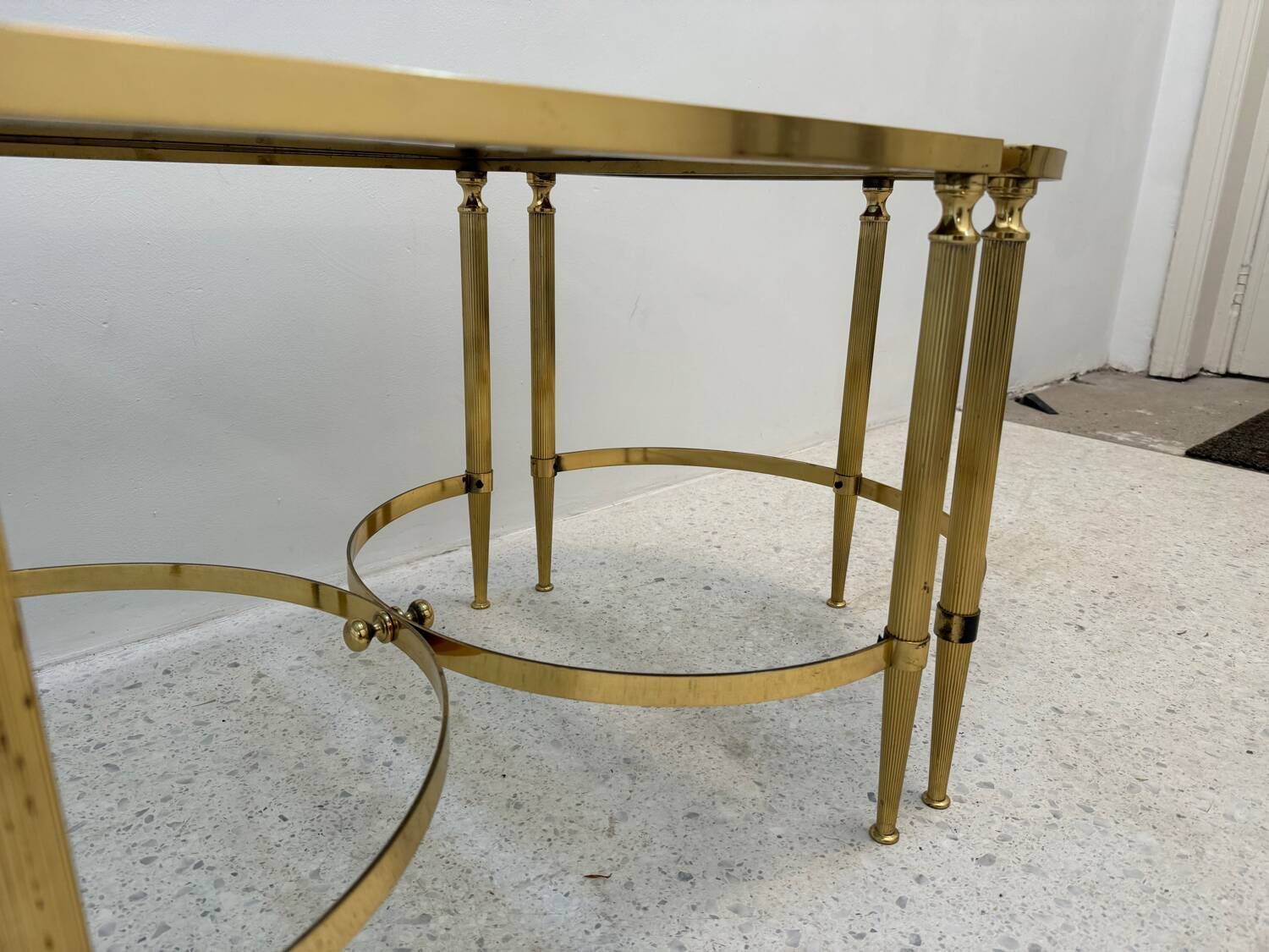 1024.0 Neo Classic Coffee Table In Brass And Smoked Glass photo
