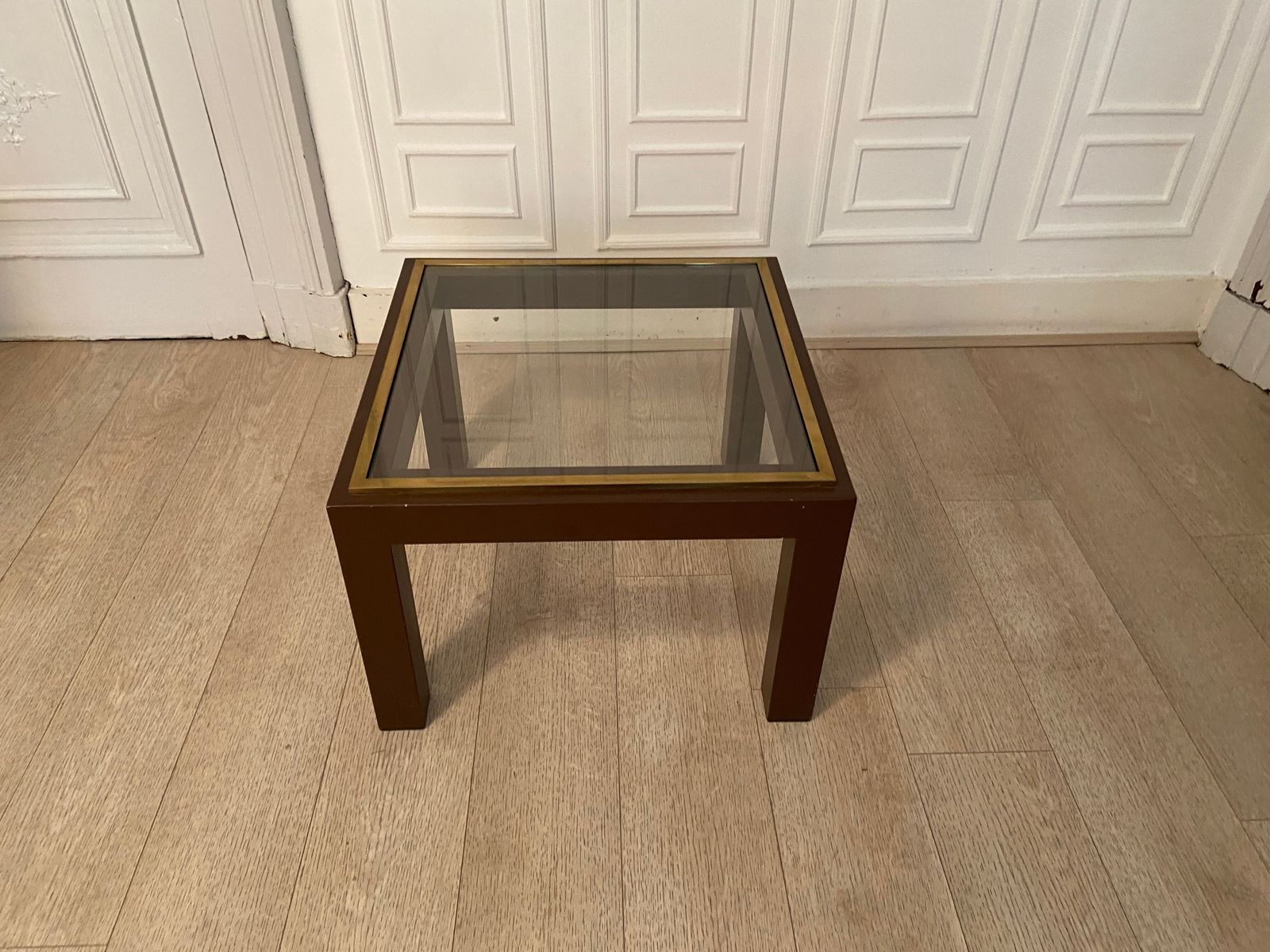 photo furniture Brown Laqué Steel Coffee Table, Belgium, 1980