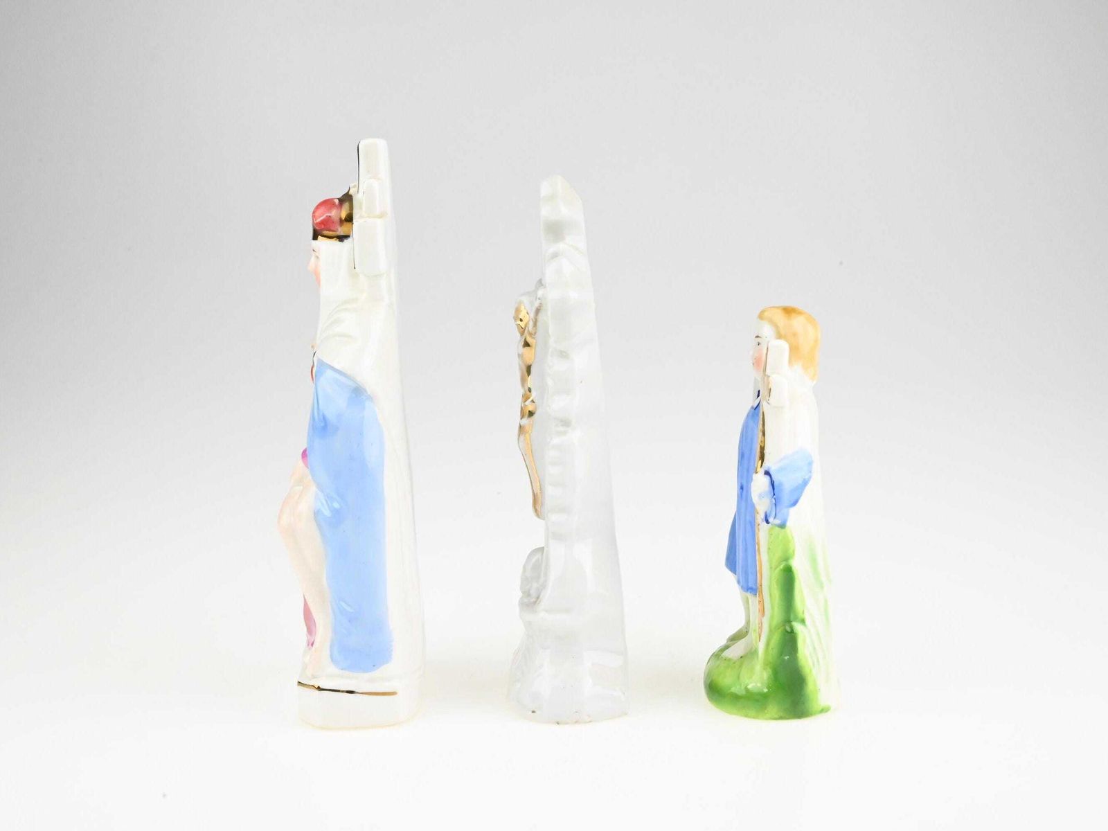 Set Of Three Antique Ceramic Religious Figurines, Vintage Ceramic Sculptures, Ceramic Saints, Christian Figurines, Antique Ceramic Art photo for sale