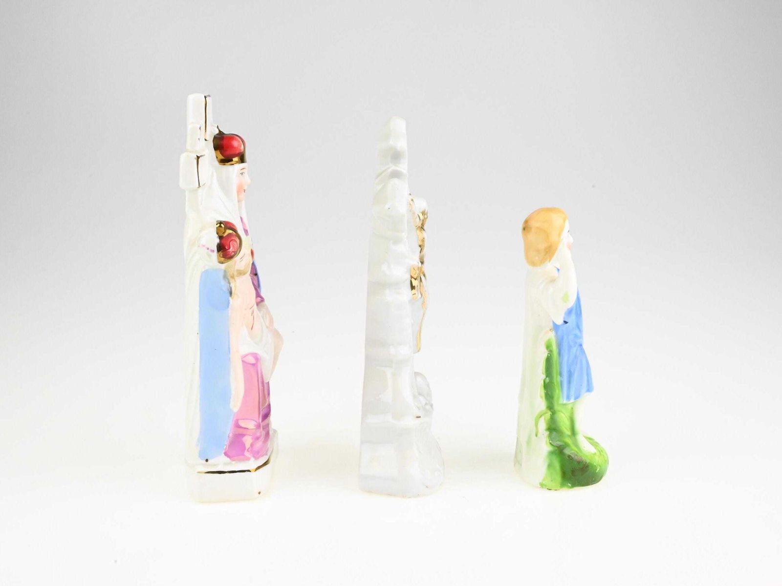Set Of Three Antique Ceramic Religious Figurines, Vintage Ceramic Sculptures, Ceramic Saints, Christian Figurines, Antique Ceramic Art photo buy
