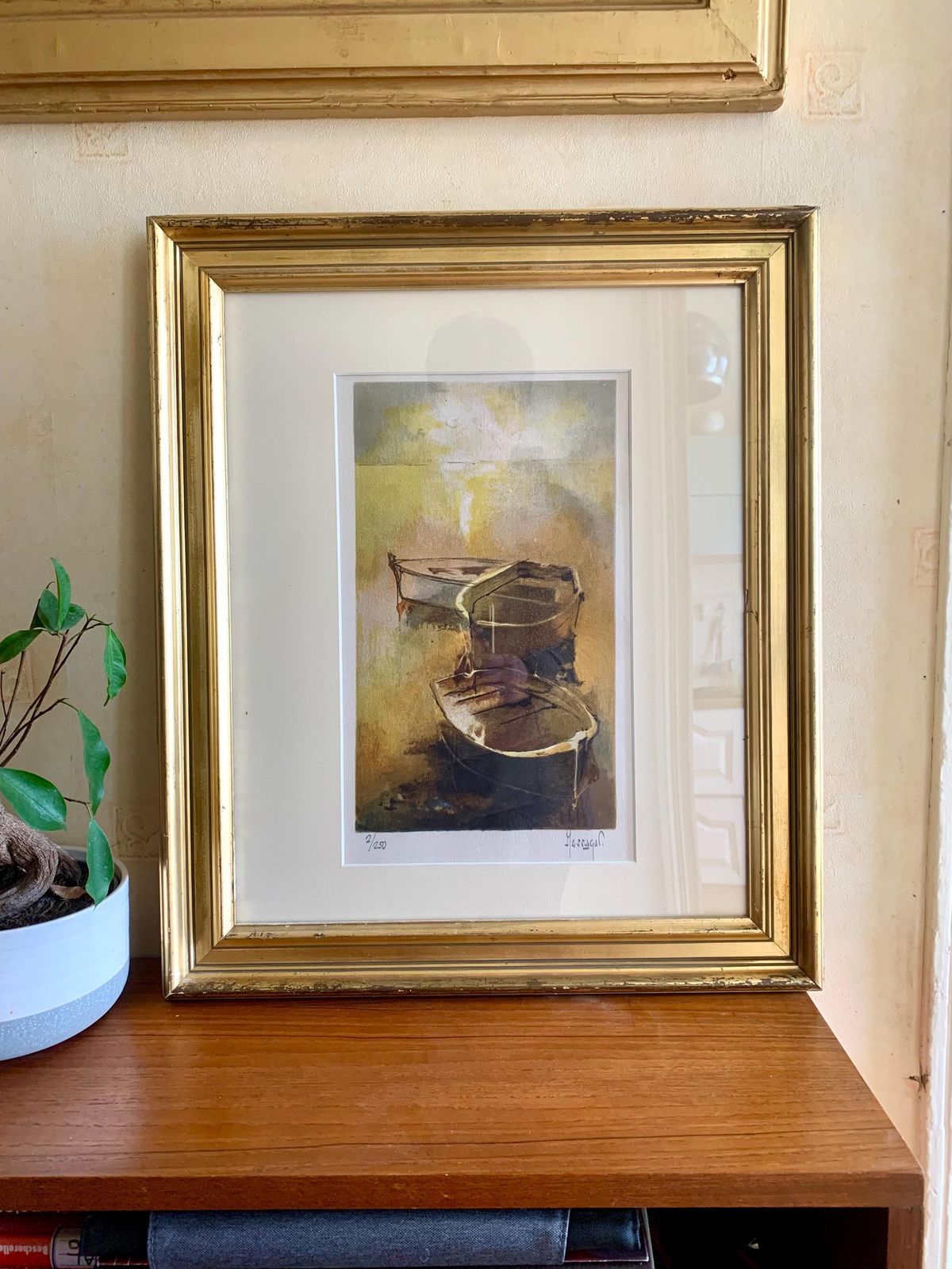 Lithograph Of A Marine Painting Signed And Framed By Massagat photo furniture