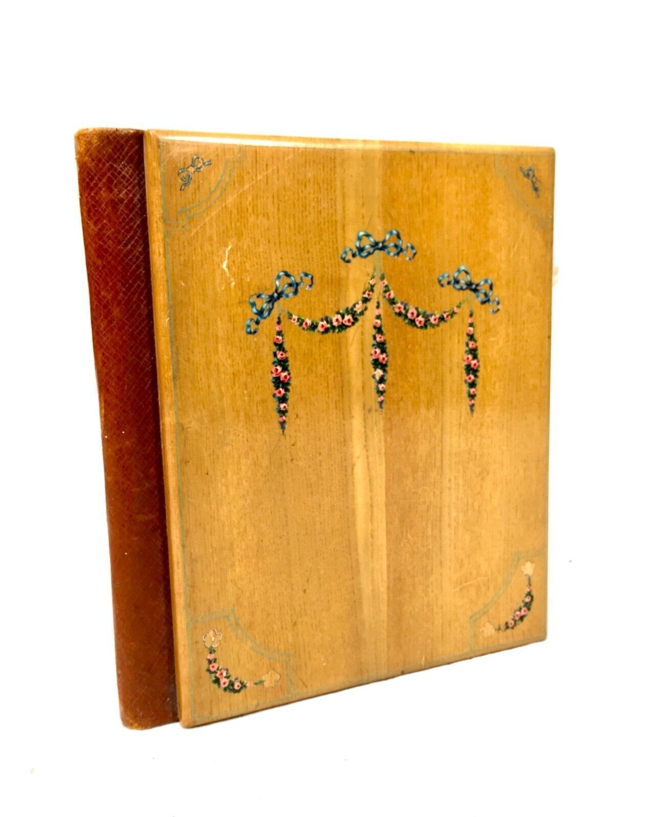 Antique Wooden & Leather Covered Blotter / Notepad Holder C.1900
