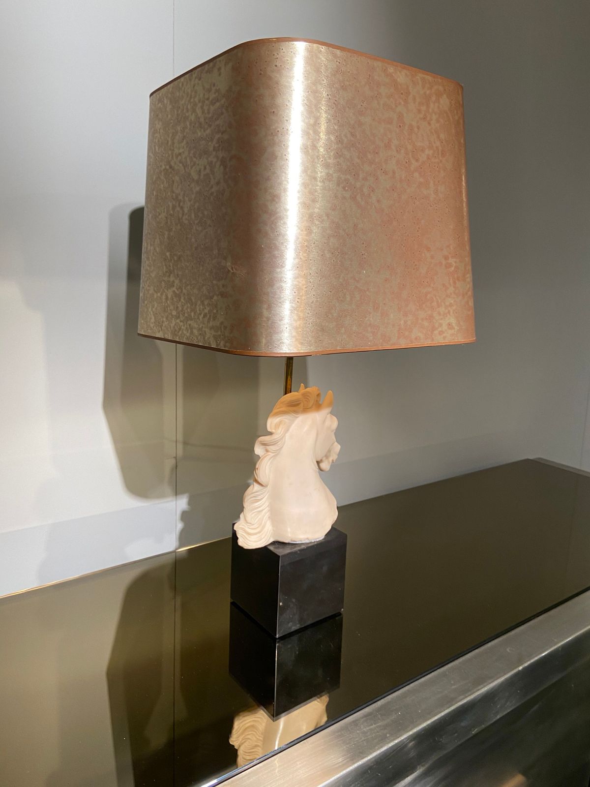 Vintage Neo Classic Style Lamp In Resin And Golden Lampshade photo for sale
