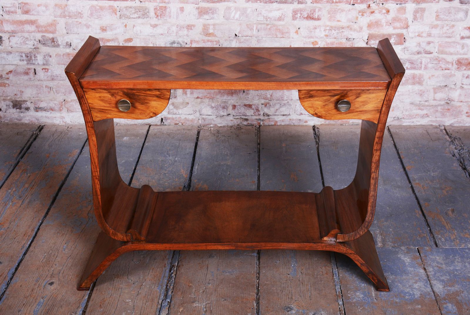 Restored Art Deco Side Table, Walnut, Revived Polish, France, 1920s photo 1250.0
