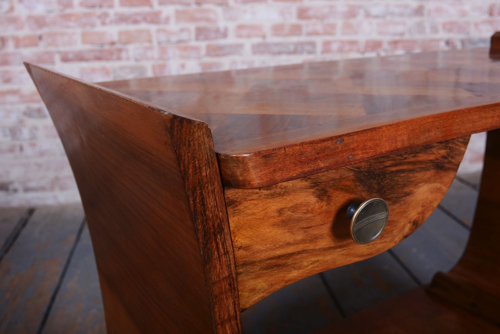 photo for sale Restored Art Deco Side Table, Walnut, Revived Polish, France, 1920s