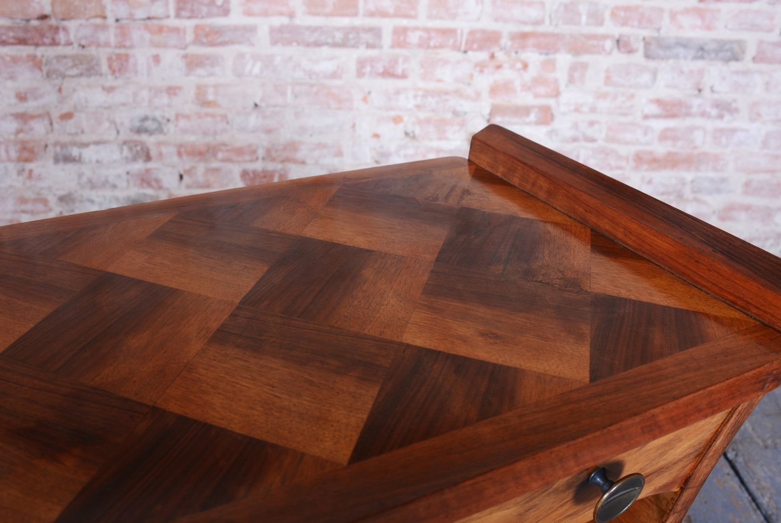 photo buy Restored Art Deco Side Table, Walnut, Revived Polish, France, 1920s