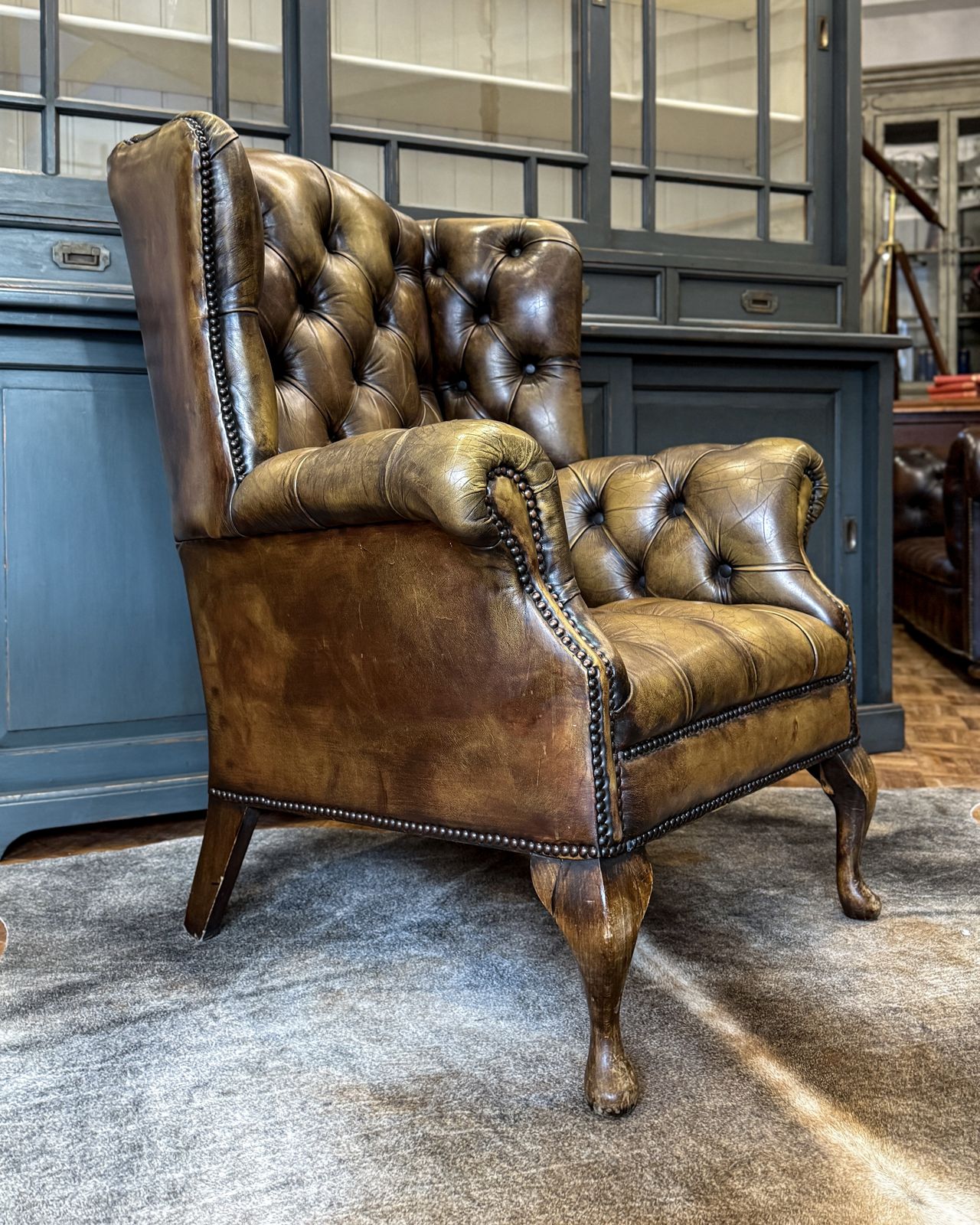 Victorian Buttoned Leather Armchair photo for sale