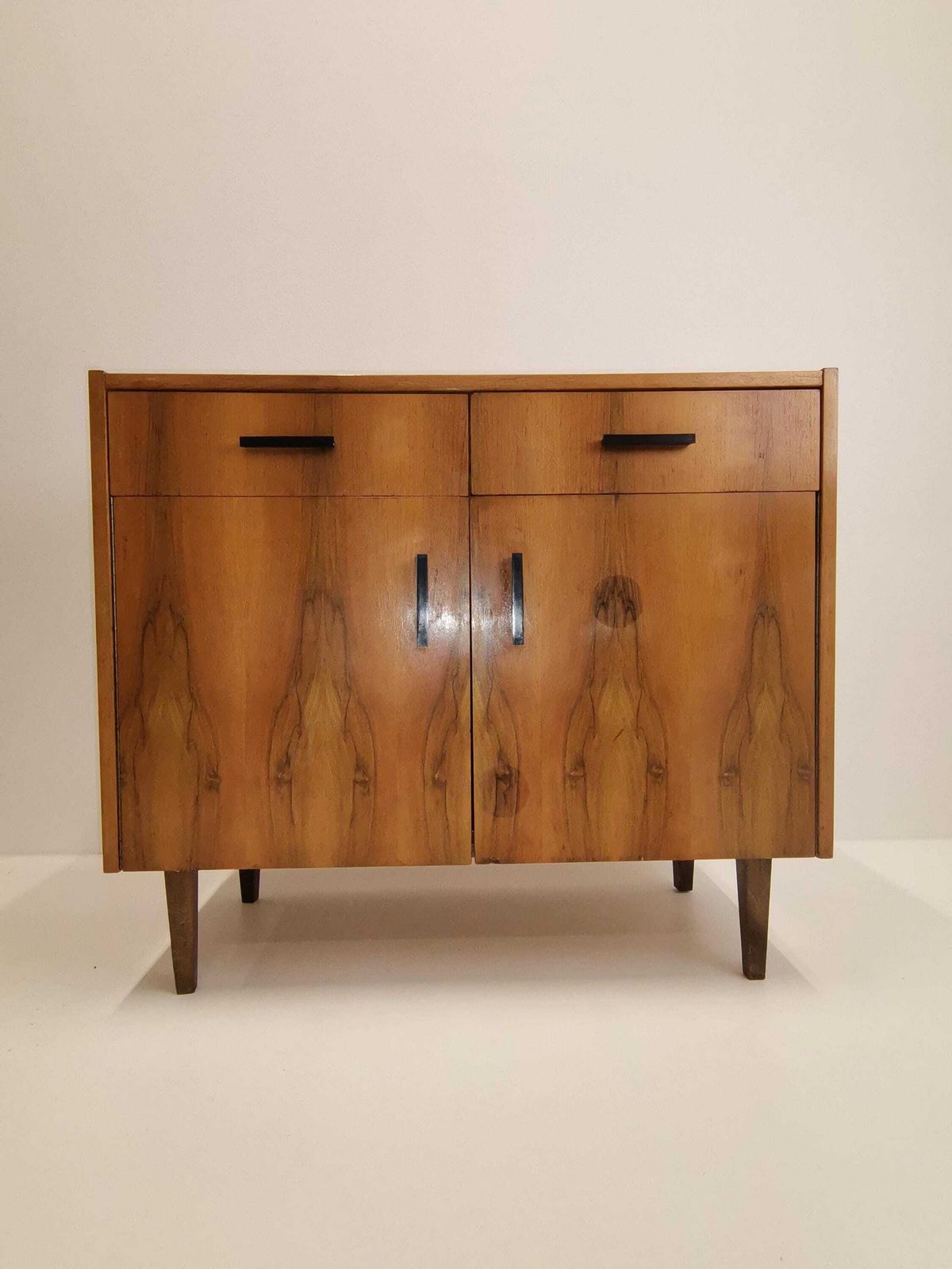 photo for sale Vintage Cupboard / Veneer And Wood Grain / 1970s Commode / Mid Century Hallway Or Bedroom Cabinet / Made In Yugoslavia