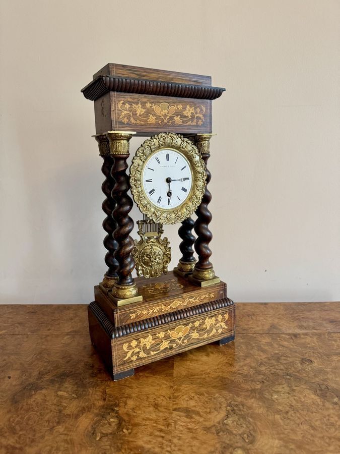 Fine Quality Antique French Portico Timepiece photo for sale