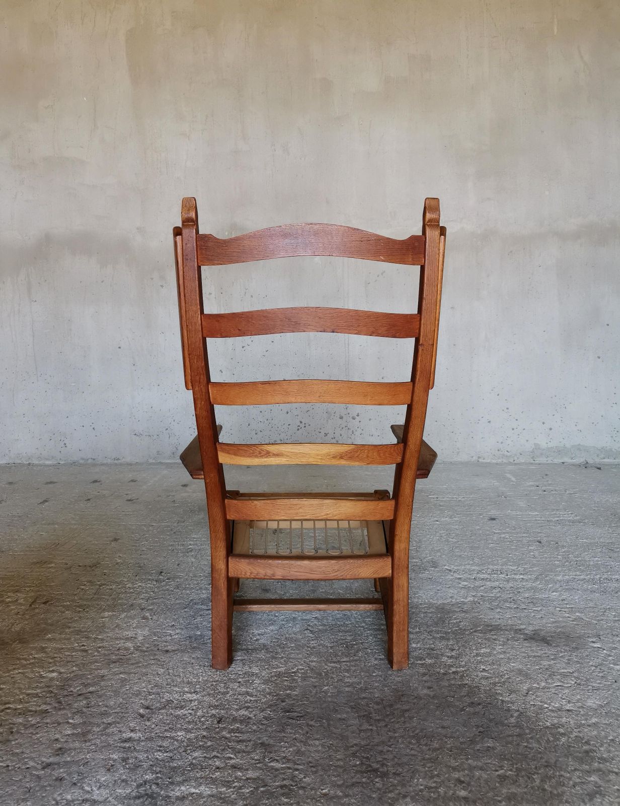 Guillerme Et Chambron Wingback Chair  & Stool, Solid Oak & Velvet, France 1960s photo Furniture