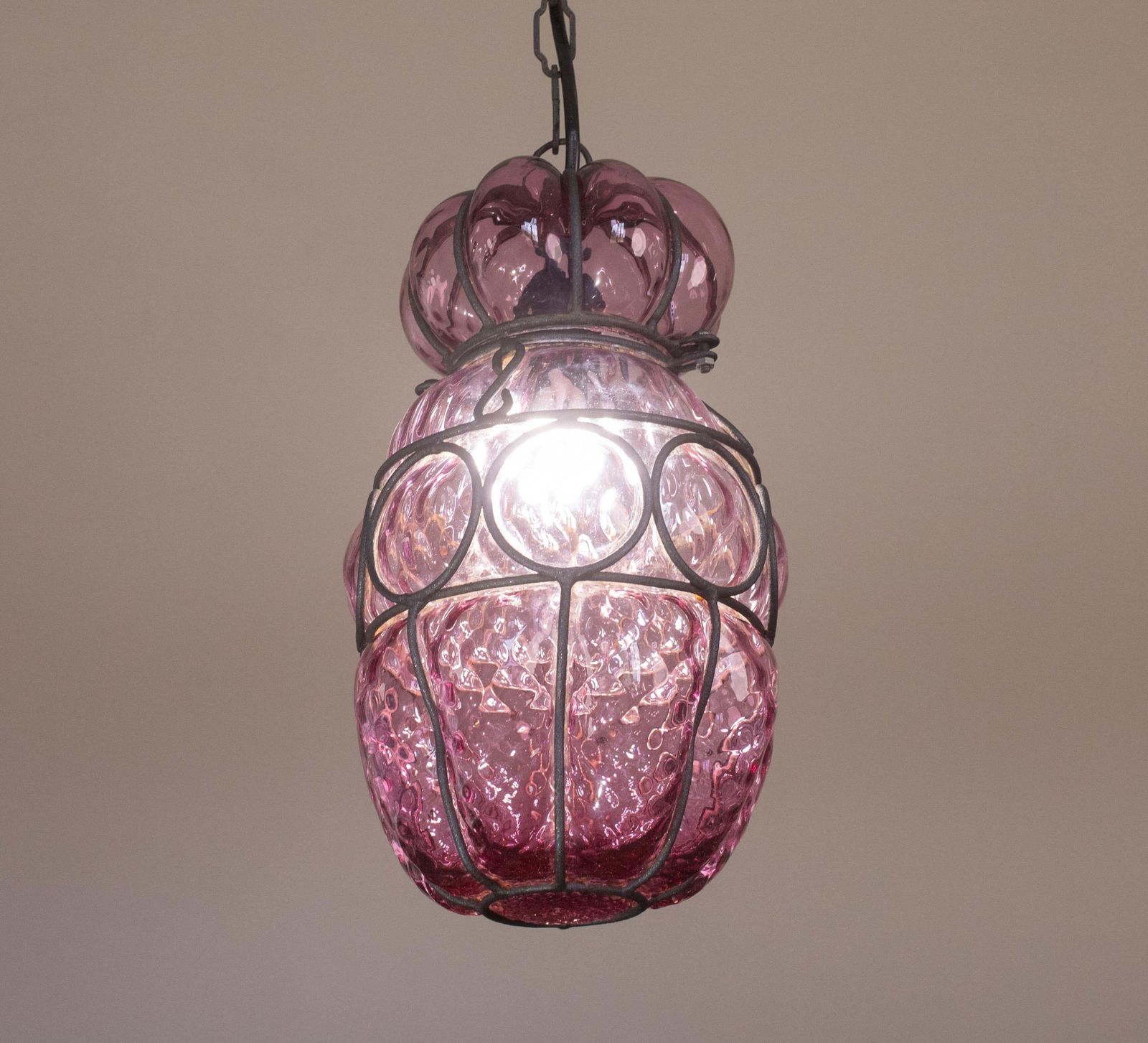 Wonderful Plum Colour Venetian Lantern, Seguso Murano Glass, Italy, 1950s photo 1135.0