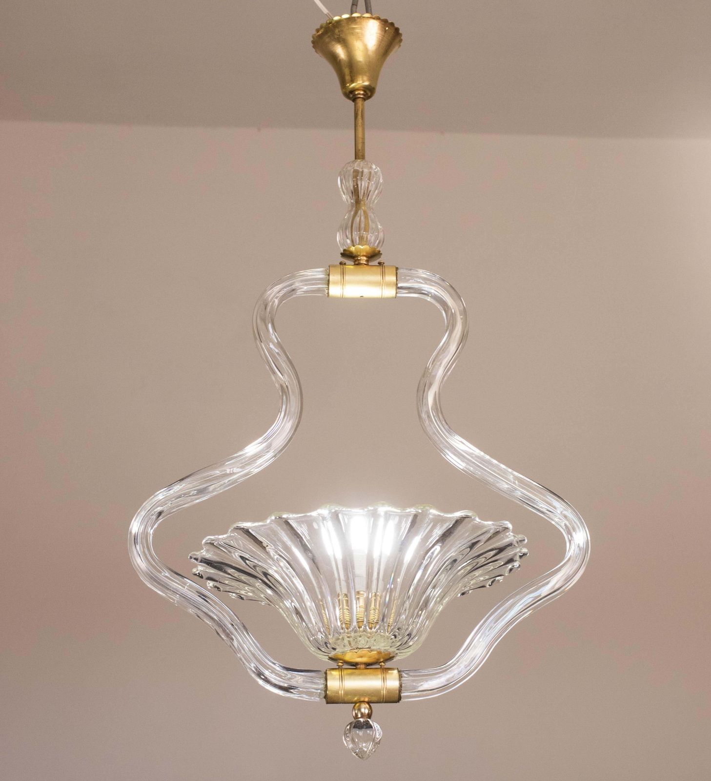 Charming Trasparent Murano Glass Chandelier By Barovier E Toso, 1950s photo furniture