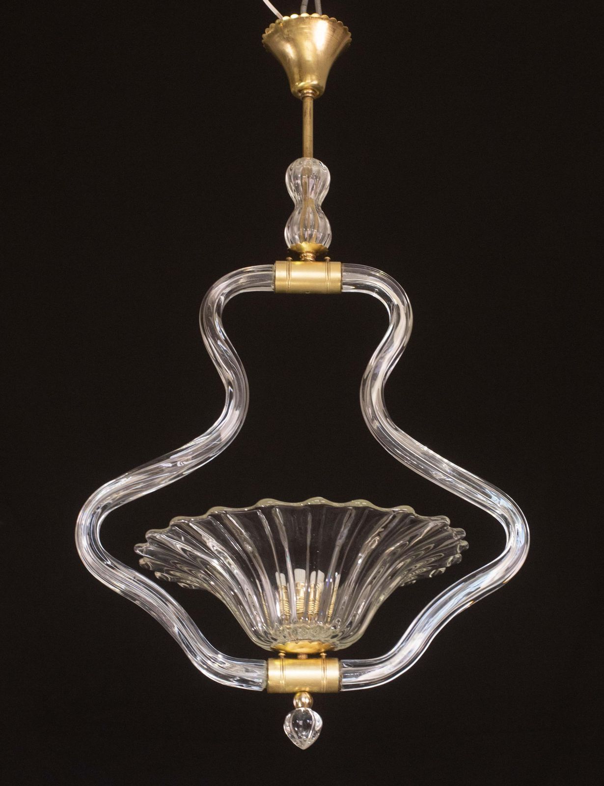 Charming Trasparent Murano Glass Chandelier By Barovier E Toso, 1950s photo for sale