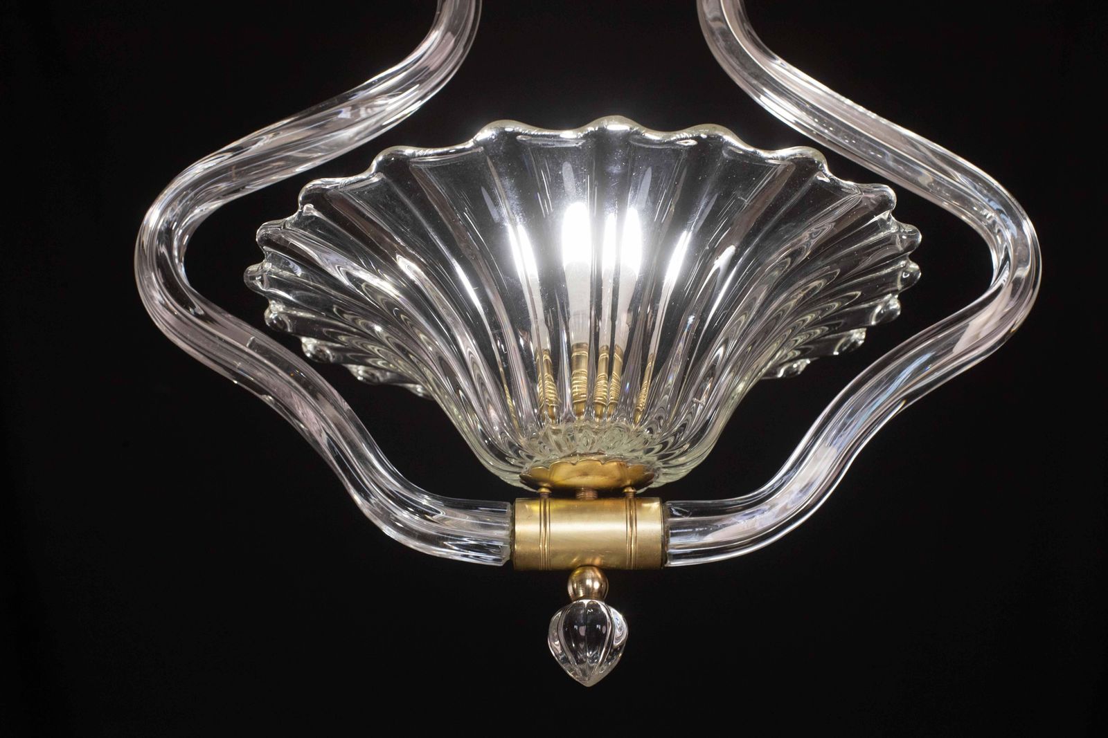 Lighting Charming Trasparent Murano Glass Chandelier By Barovier E Toso, 1950s photo