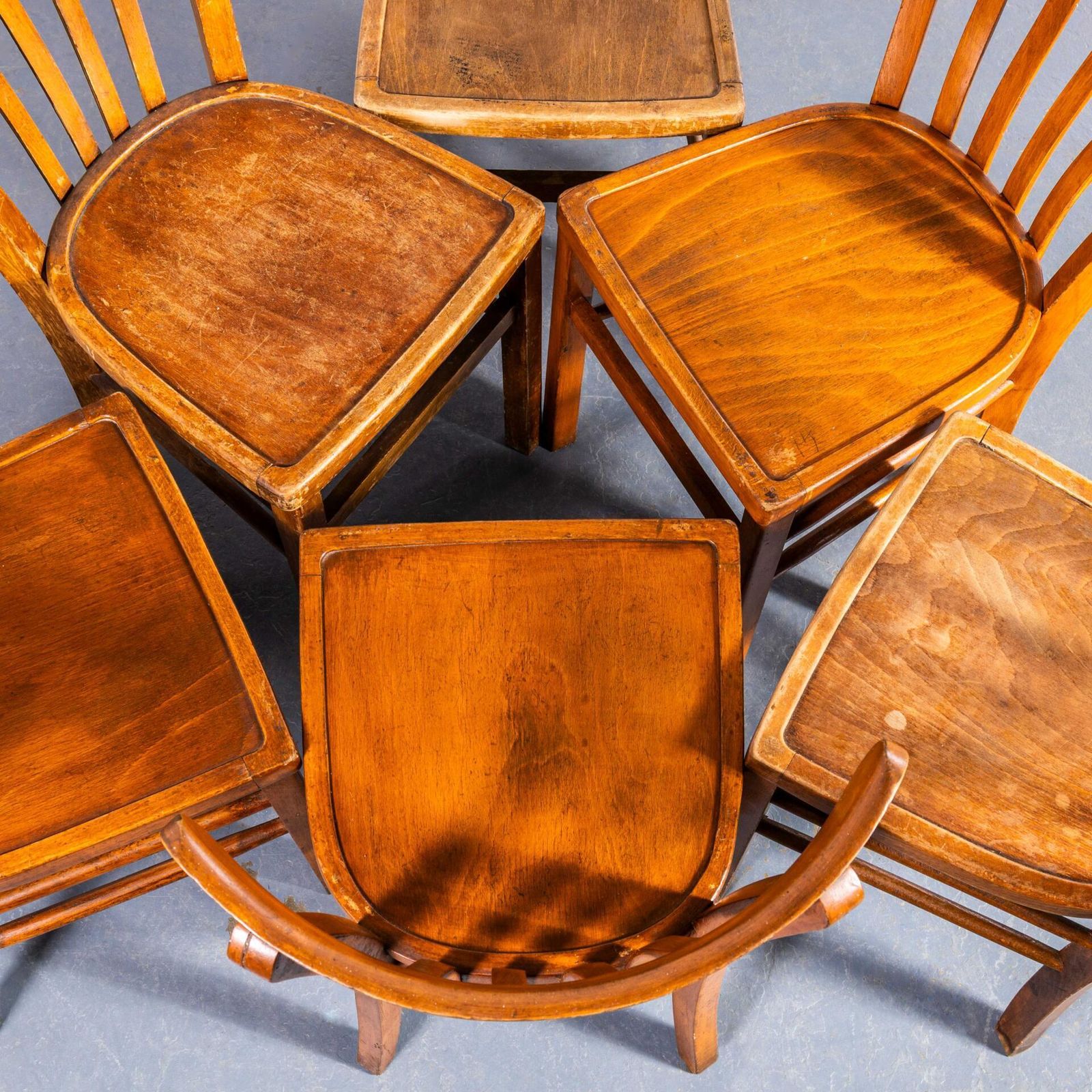 1950’s Luterma Honey Oak Bentwood Farmhouse Dining Chairs – Set Of Six photo furniture