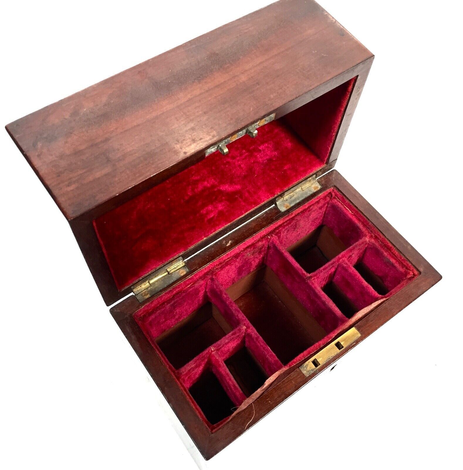 Antique Mahogany Apothecary Box / Cabinet With Glass Medicine Bottles C.1880 photo Home Decor