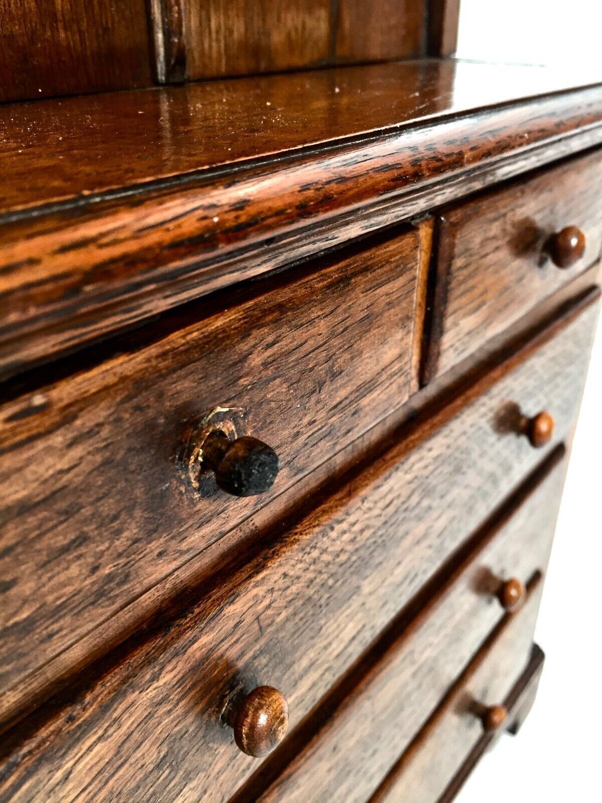 Antique Miniature 19th Century Wooden Oak Display Cabinet Apprentice Furniture photo vintage