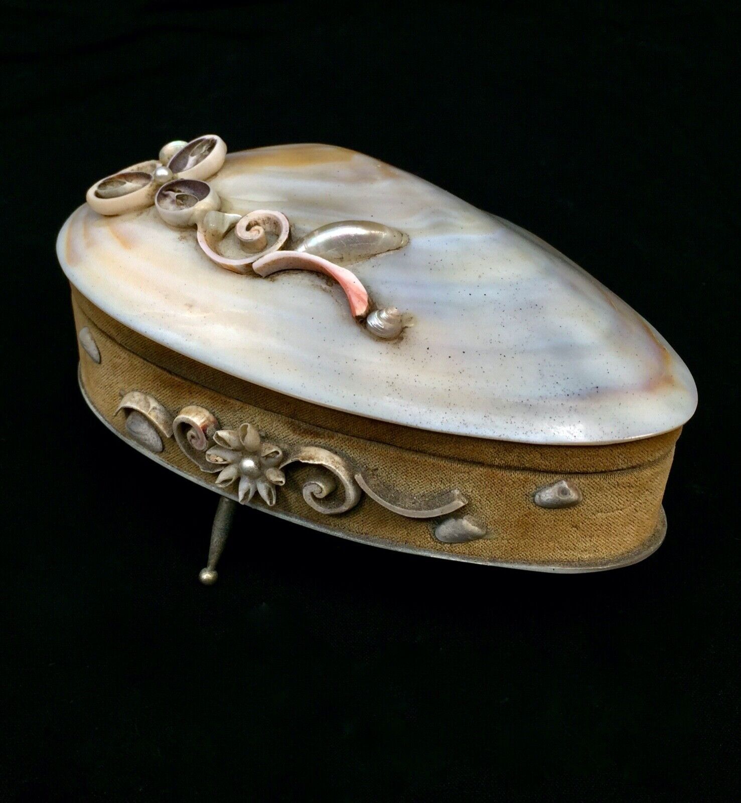Antique Mother Of Pearl & Shell Work Jewellery Box / Trinket Case / Chest photo furniture