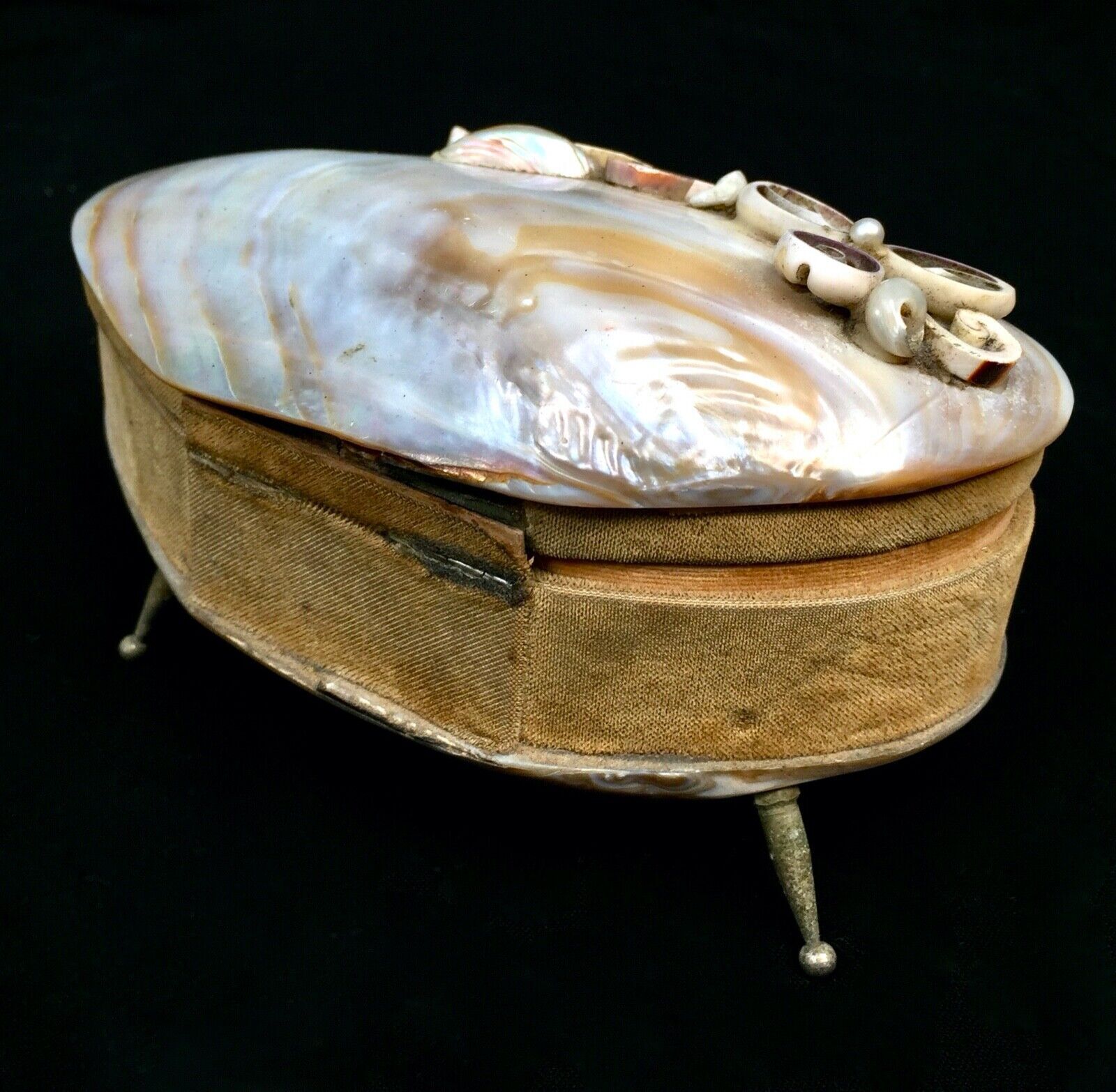 Antique Mother Of Pearl & Shell Work Jewellery Box / Trinket Case / Chest photo buy