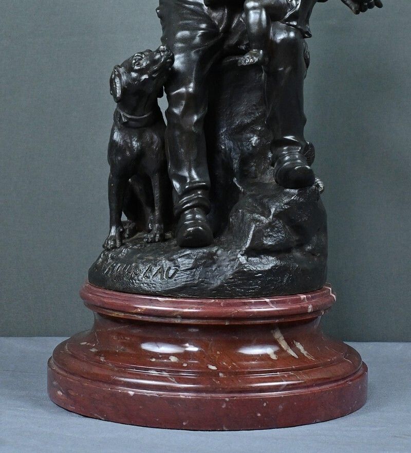 Bronze “The First Meal” By V. Rousseau – Early 20th Century photo vintage
