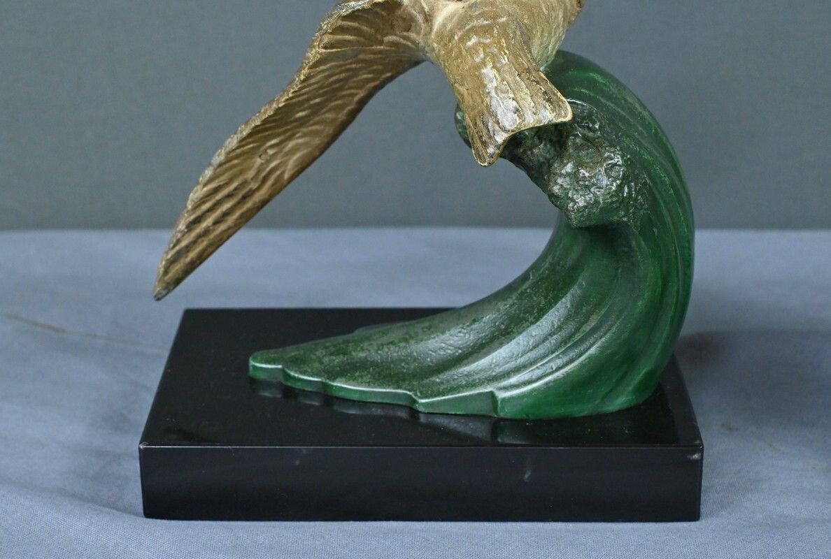Spelter Bookends, Signed Mélo, Art Deco – 1930 photo vintage