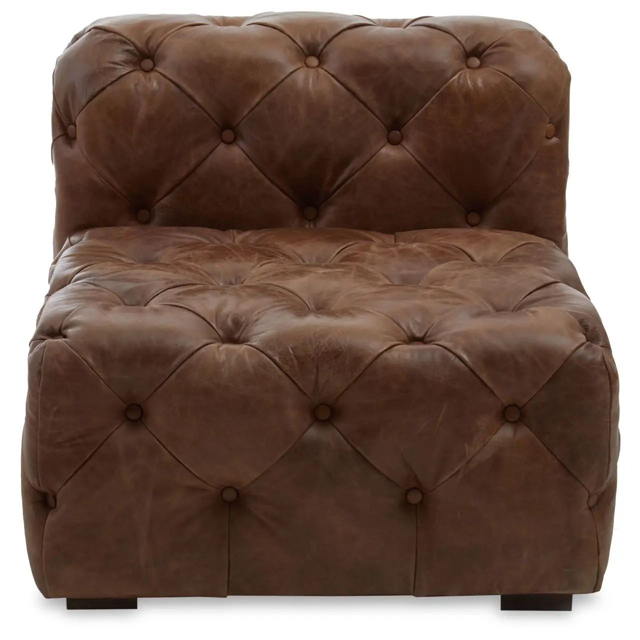 Furniture Bespoke Modular Sectional Sofa, 13 Seats Total, Mid Century Modern Tufted Chesterfield Adaptation, Tan Aniline Leather photo