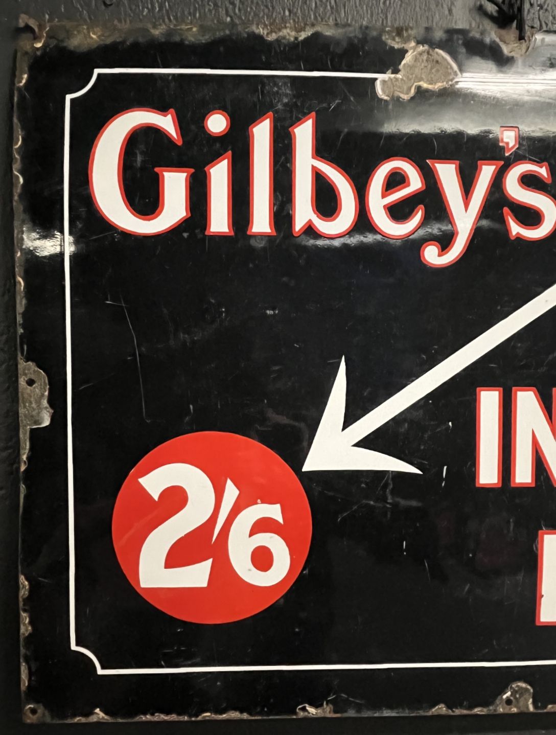 photo for sale Large 1930s Original Gilbeys Invalid Port Enamel Advertising Railwayana Pub Garden Bar Sign