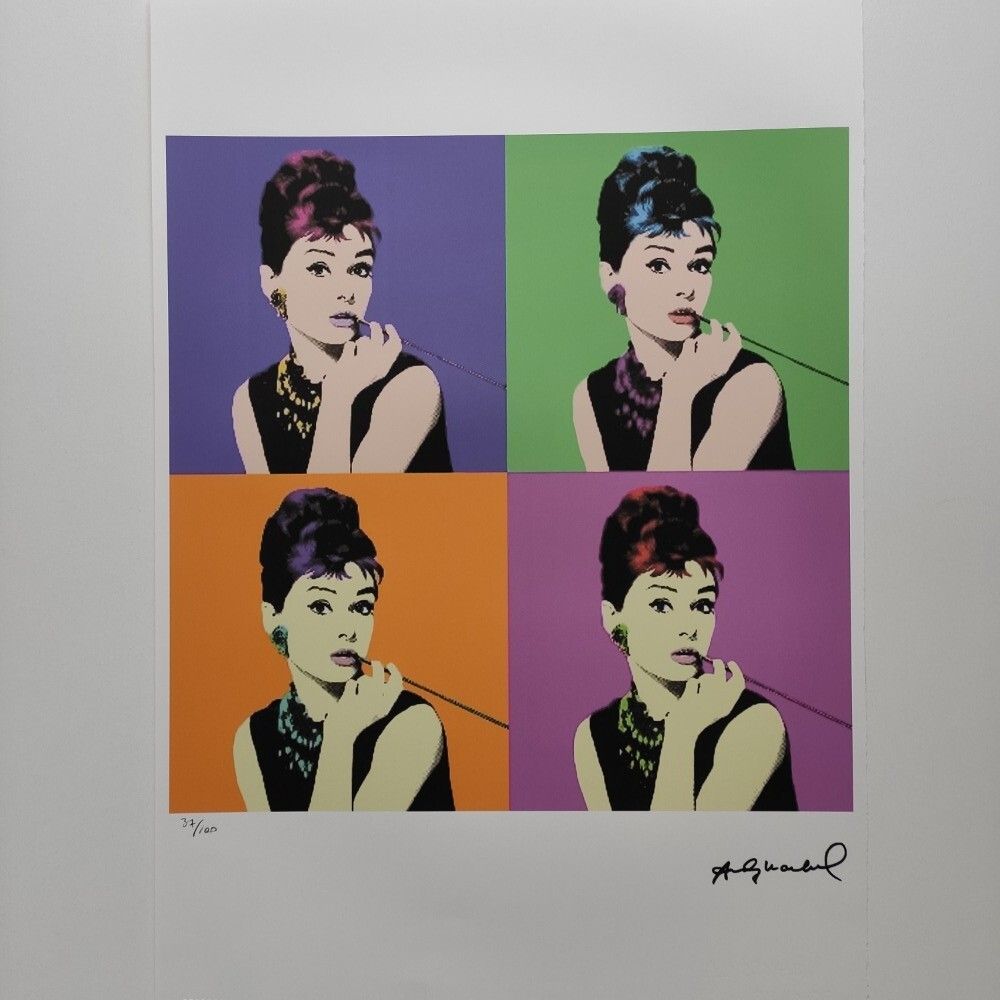 Andy Warhol Signed Lithograph Audrey Hepburn Certificate Leo Castelli photo furniture