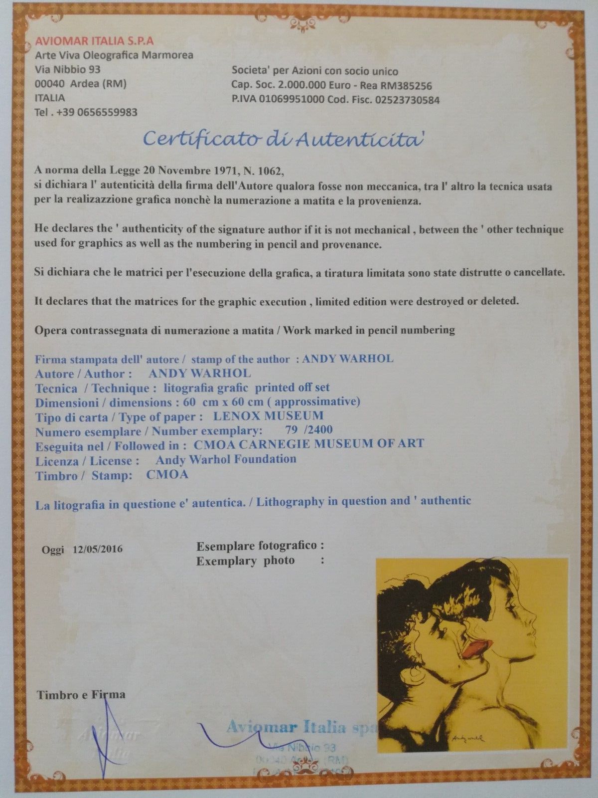 1980s Andy Warhol Signed Limited Edition Lithograph Querelle photo furniture