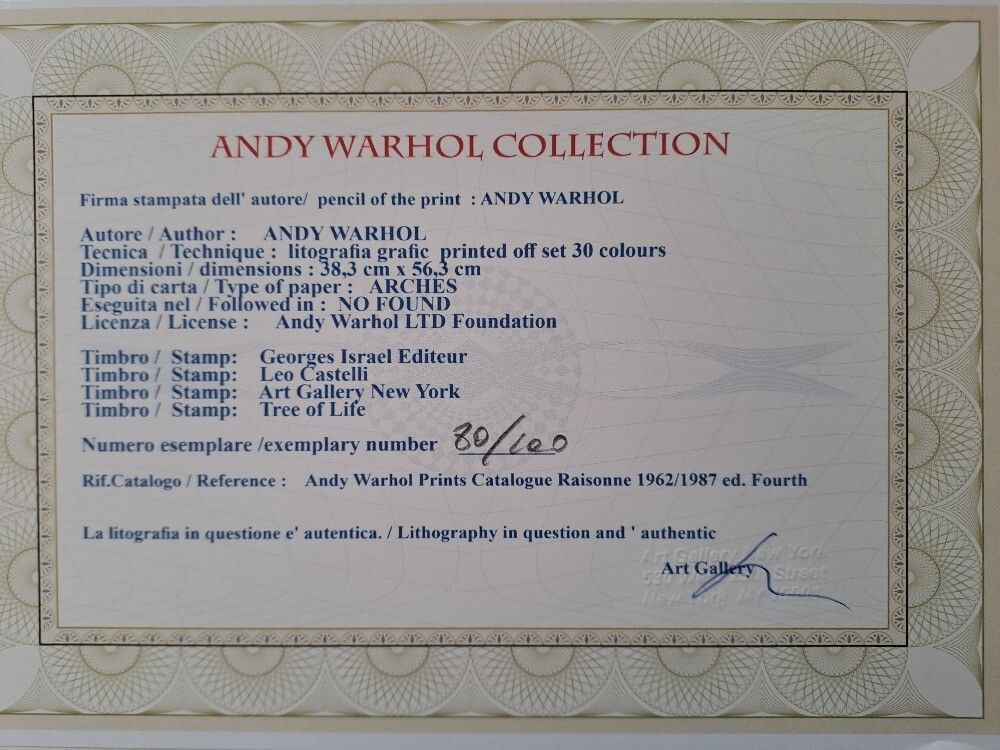 Andy Warhol Signed Mick Jagger Certificate Leo Castelli photo for sale