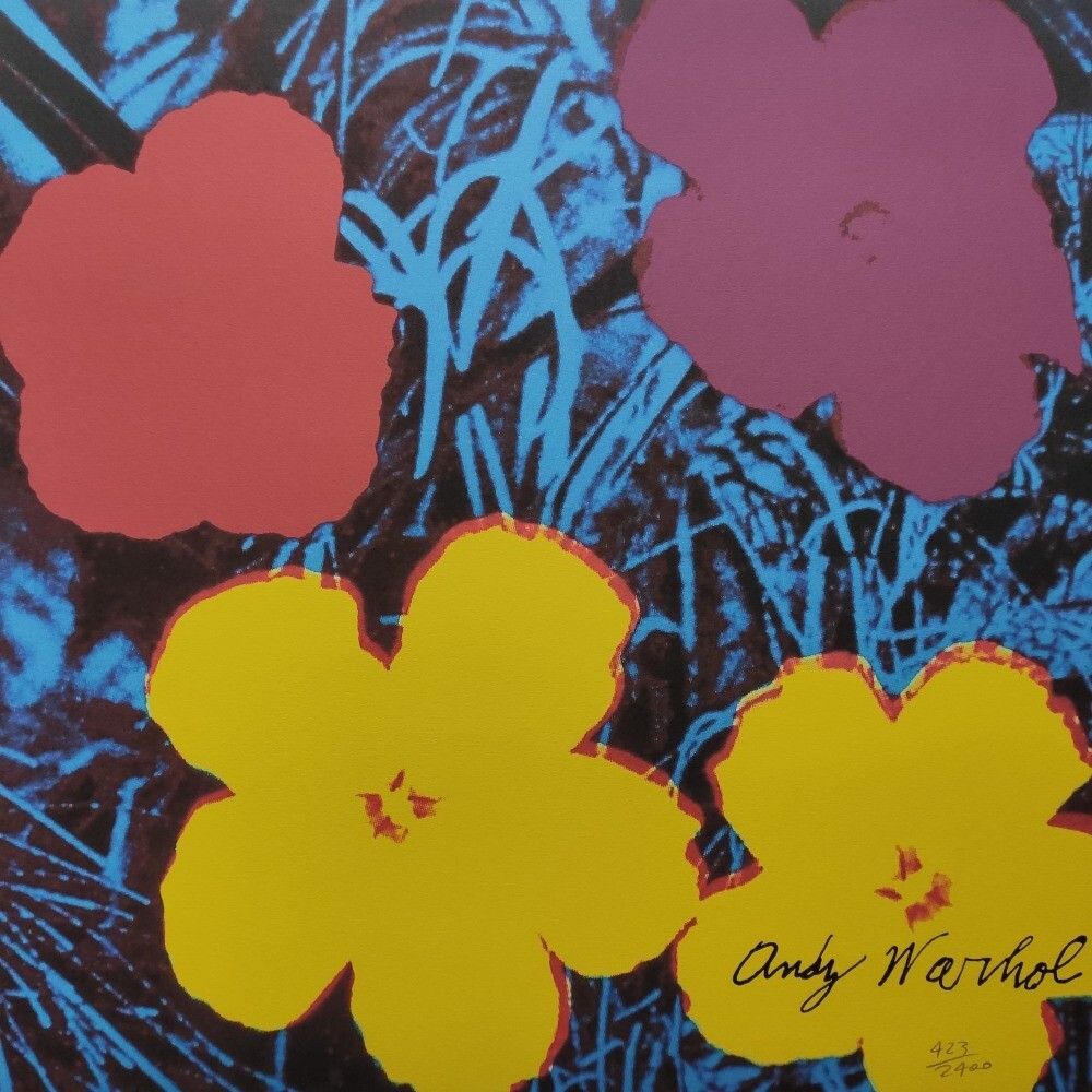 1980s Andy Warhol Signed Limited Edition Lithograph Flowers