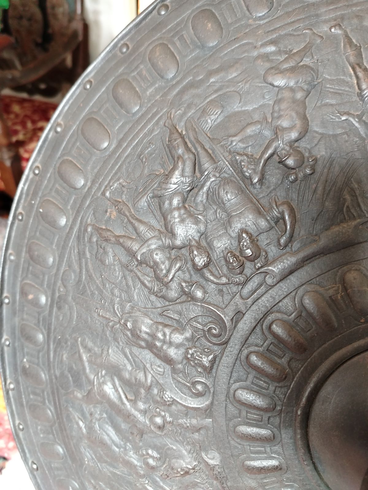 19th Century Cast Iron Classical Shield In The Manner Of Elkington & Co. Cellini Shield. photo vinterior