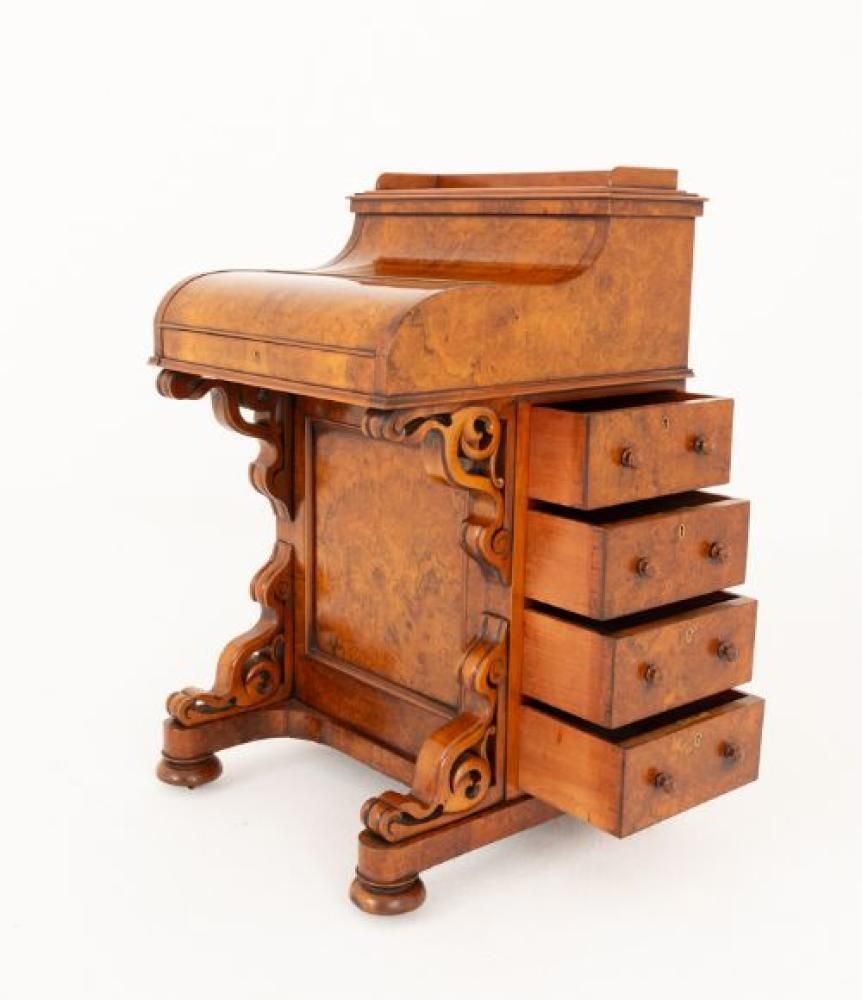 Victorian Davenport Desk Burr Walnut Pop Up 1860 photo buy