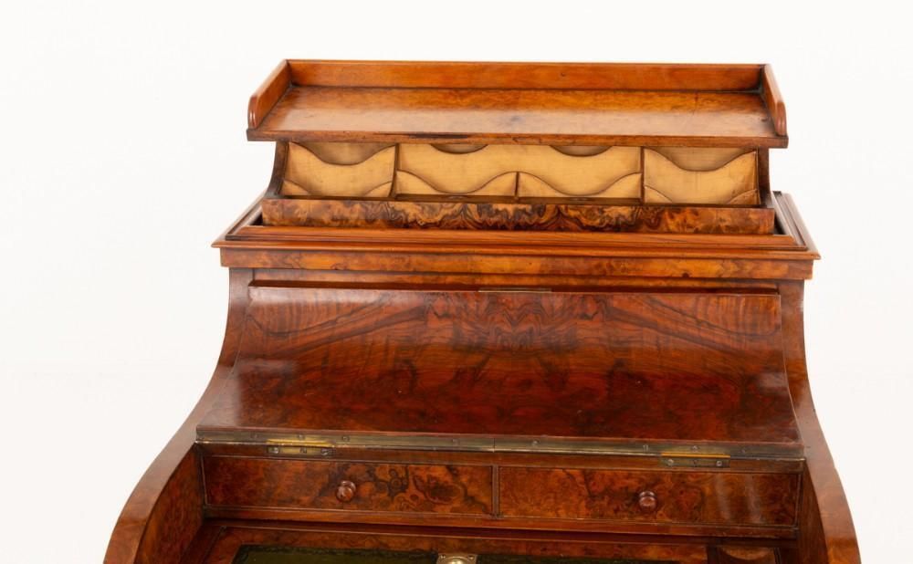photo furniture Victorian Davenport Desk Burr Walnut Pop Up 1860