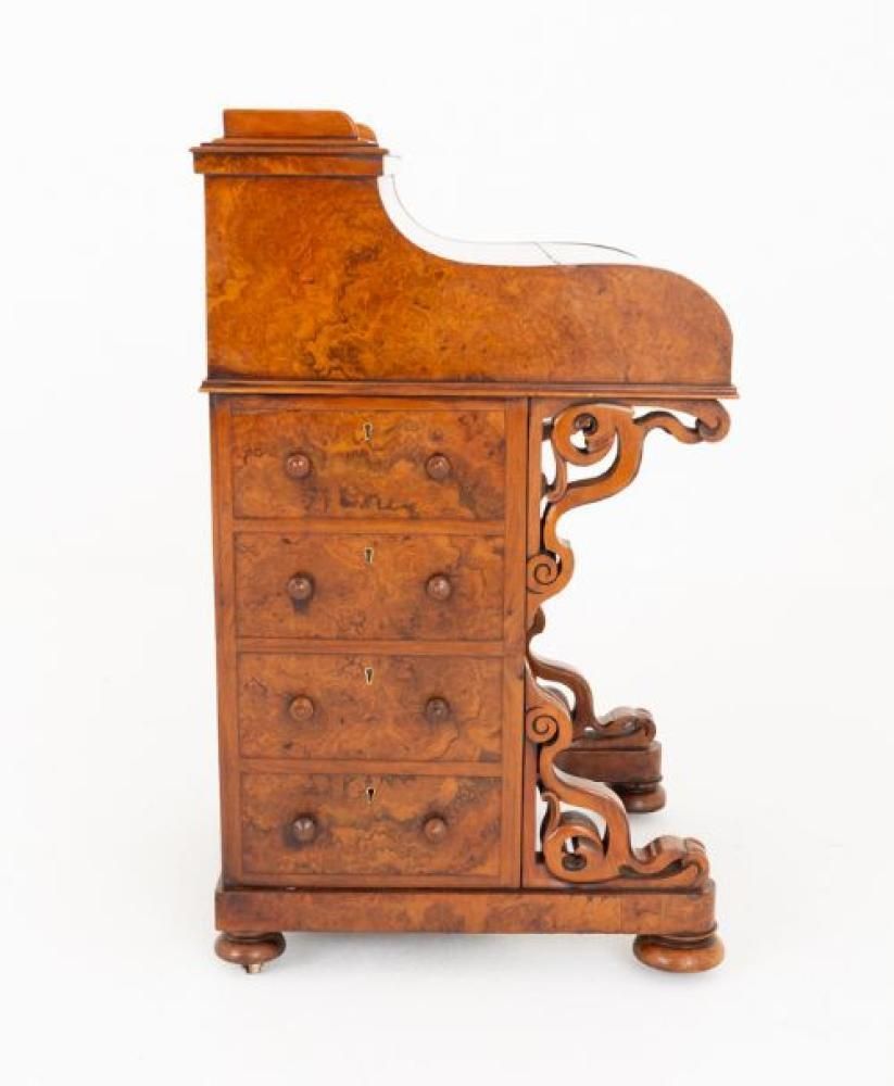 photo for sale Victorian Davenport Desk Burr Walnut Pop Up 1860