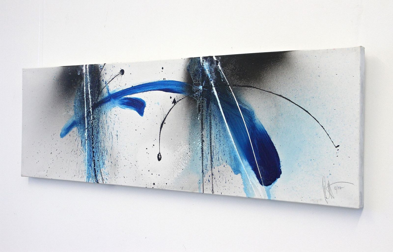Contemporary Abstract Painting "Blue Soot", Acrylic On Canvas, Signed By Ms, At 5/2017 photo for sale