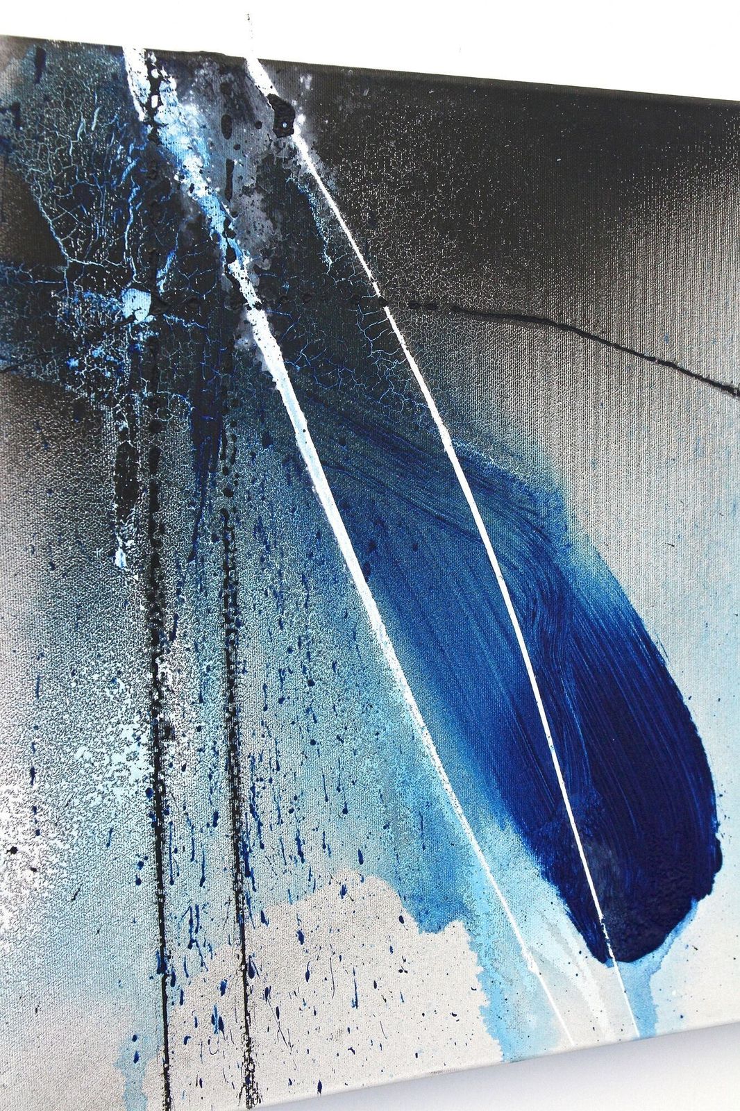 photo furniture Contemporary Abstract Painting "Blue Soot", Acrylic On Canvas, Signed By Ms, At 5/2017
