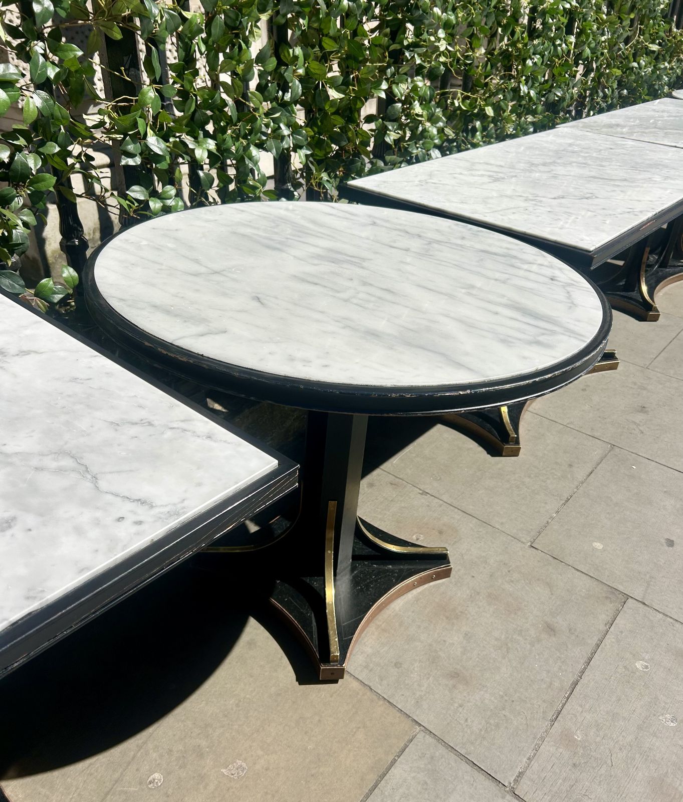 Marble & Black Wood Dining Tables – Bespoke From A High End London Hotel – Cafe/Restaurant/Bar/Home/Furniture