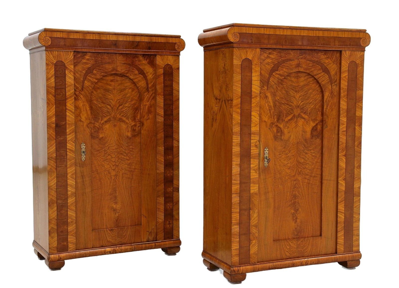 19th Century Biedemeier Cabinets   Pair, Ashwood With Inlay Works, Cz Ca. 1860